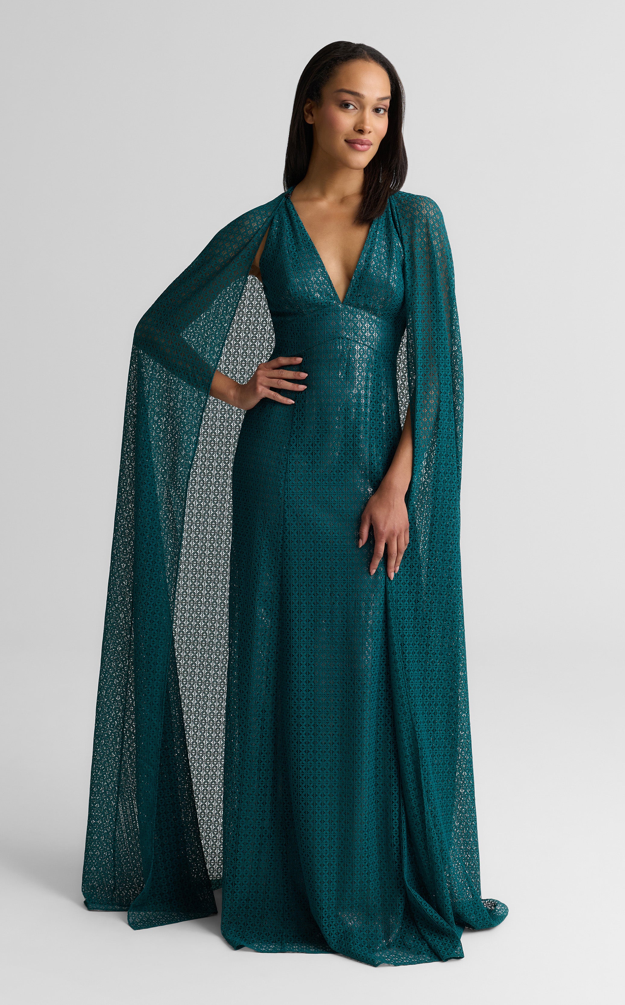 St. John Women's Lace Overaly Metallic Gown - Green - Size 0 - Emerald St. John Women's Lace Overaly Metallic Gown - Green - Size 0 - Emerald