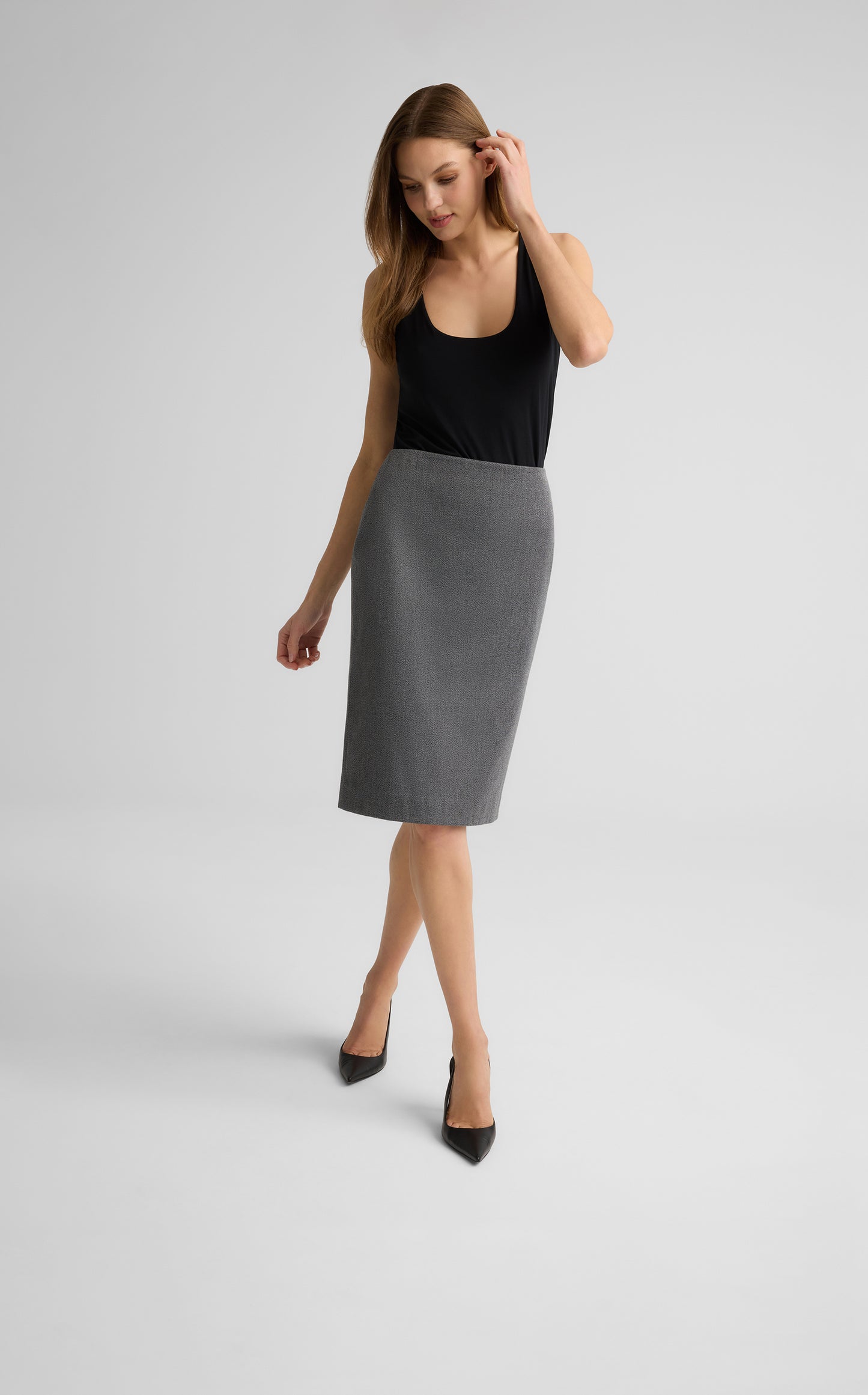 Sylvia Skirt in Stretch Twill Suiting
