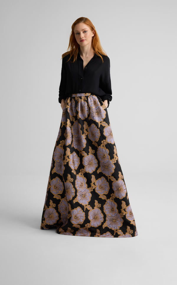 Bethany Skirt in Poppy Floral Jacquard