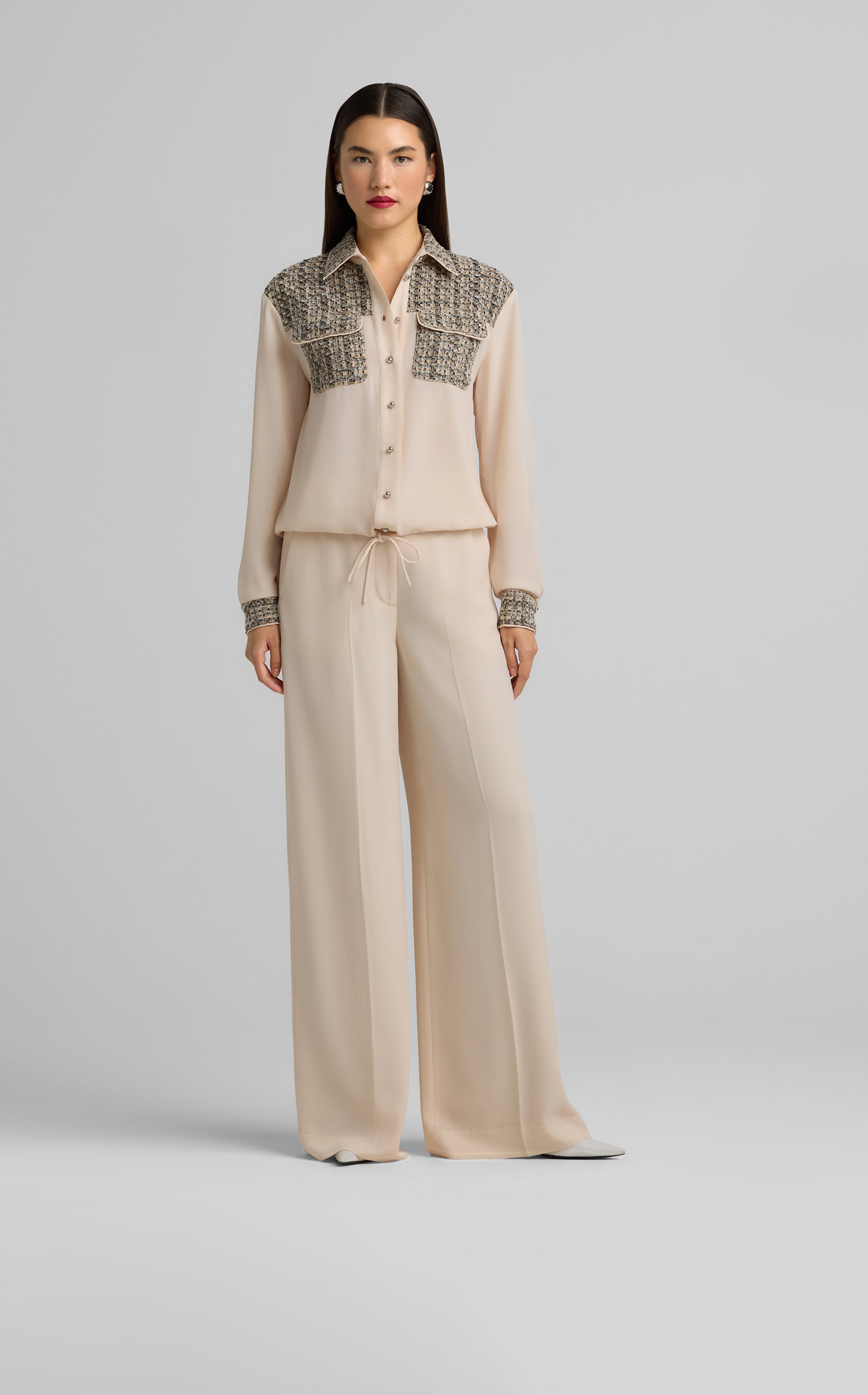 Metallic Tweed Collage Blouse – St. John Knits