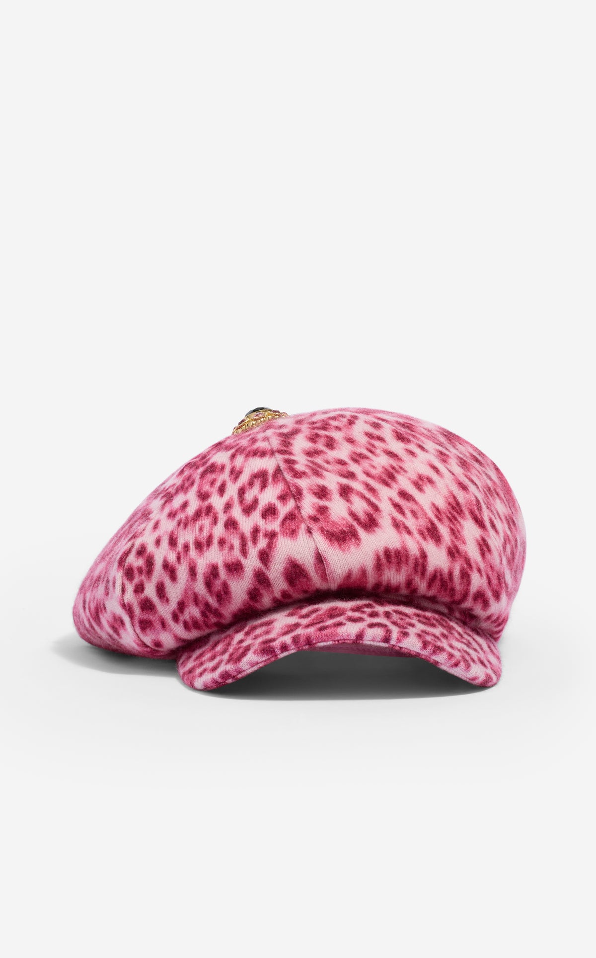Hat in Leopard Print Cashmere Blend