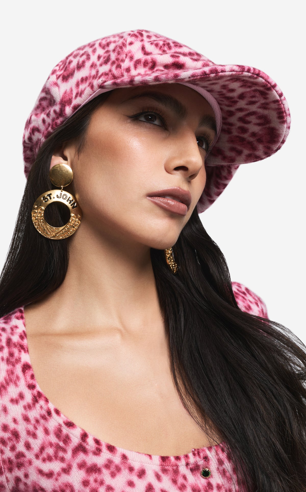 Hat in Leopard Print Cashmere Blend