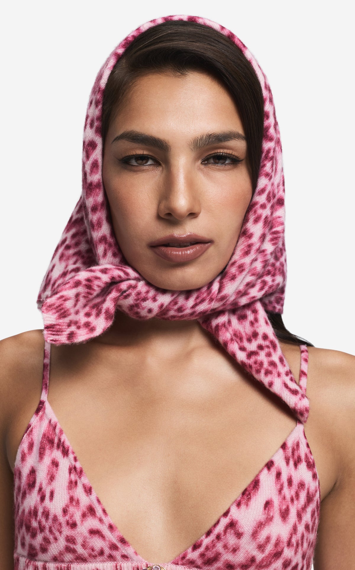 Scarf in Leopard Print Cashmere Blend
