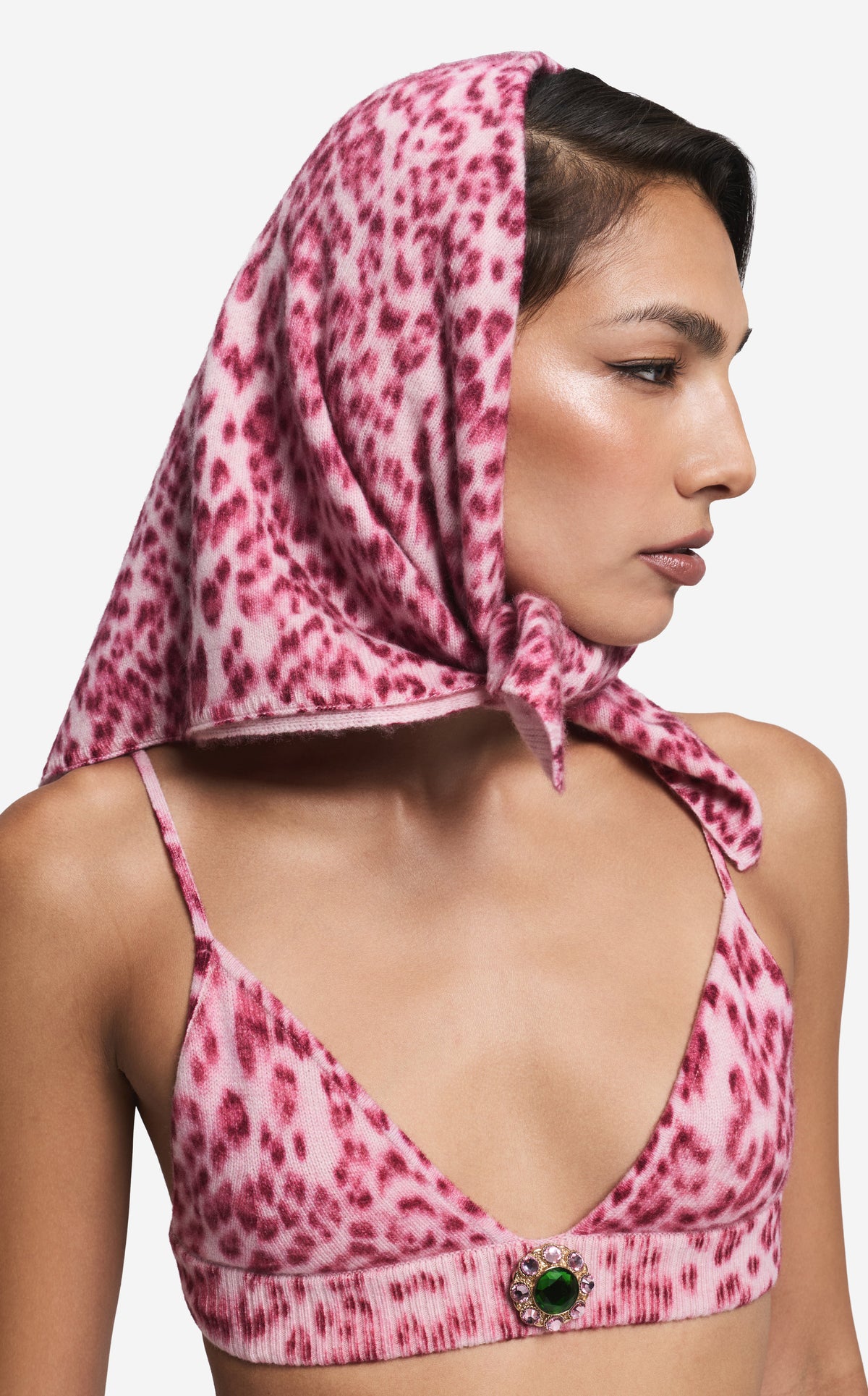 Scarf in Leopard Print Cashmere Blend