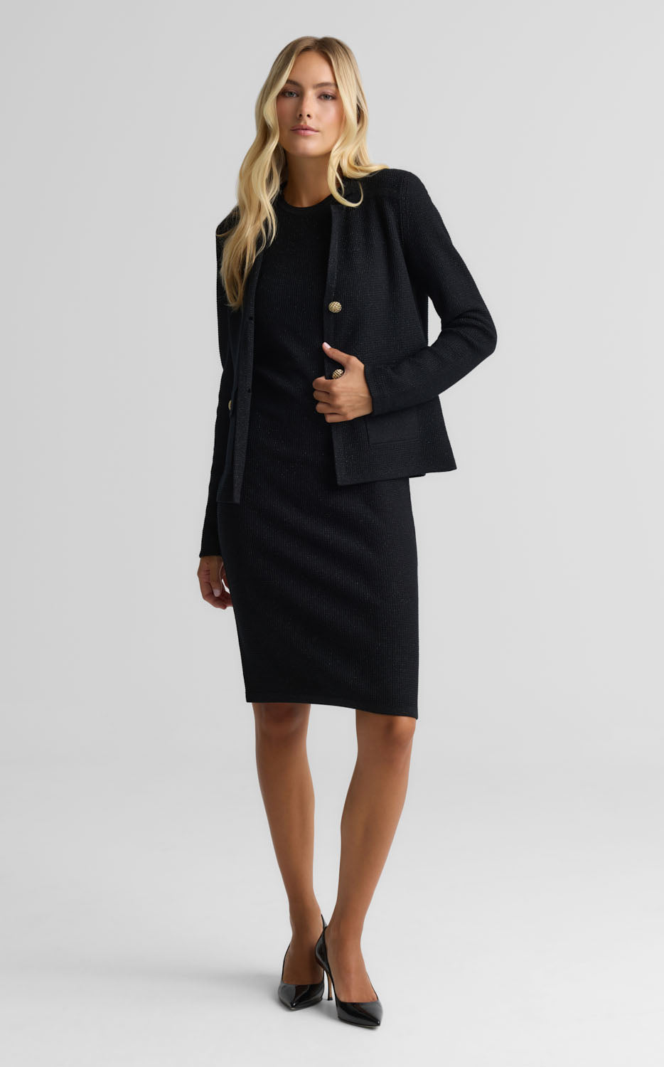 Lurex Stretch Piqué Knit Jacket