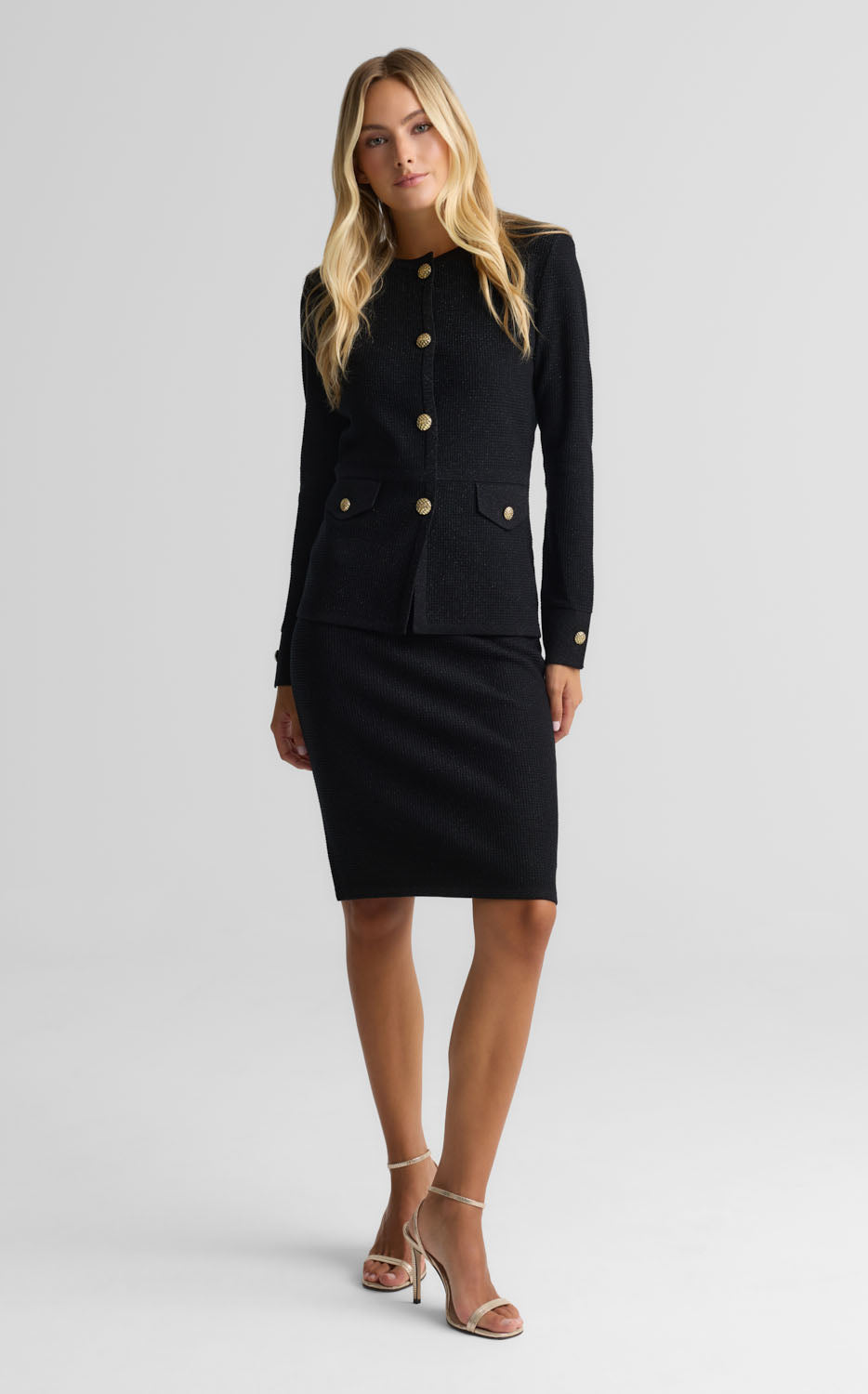 Lurex Stretch Piqué Knit Skirt