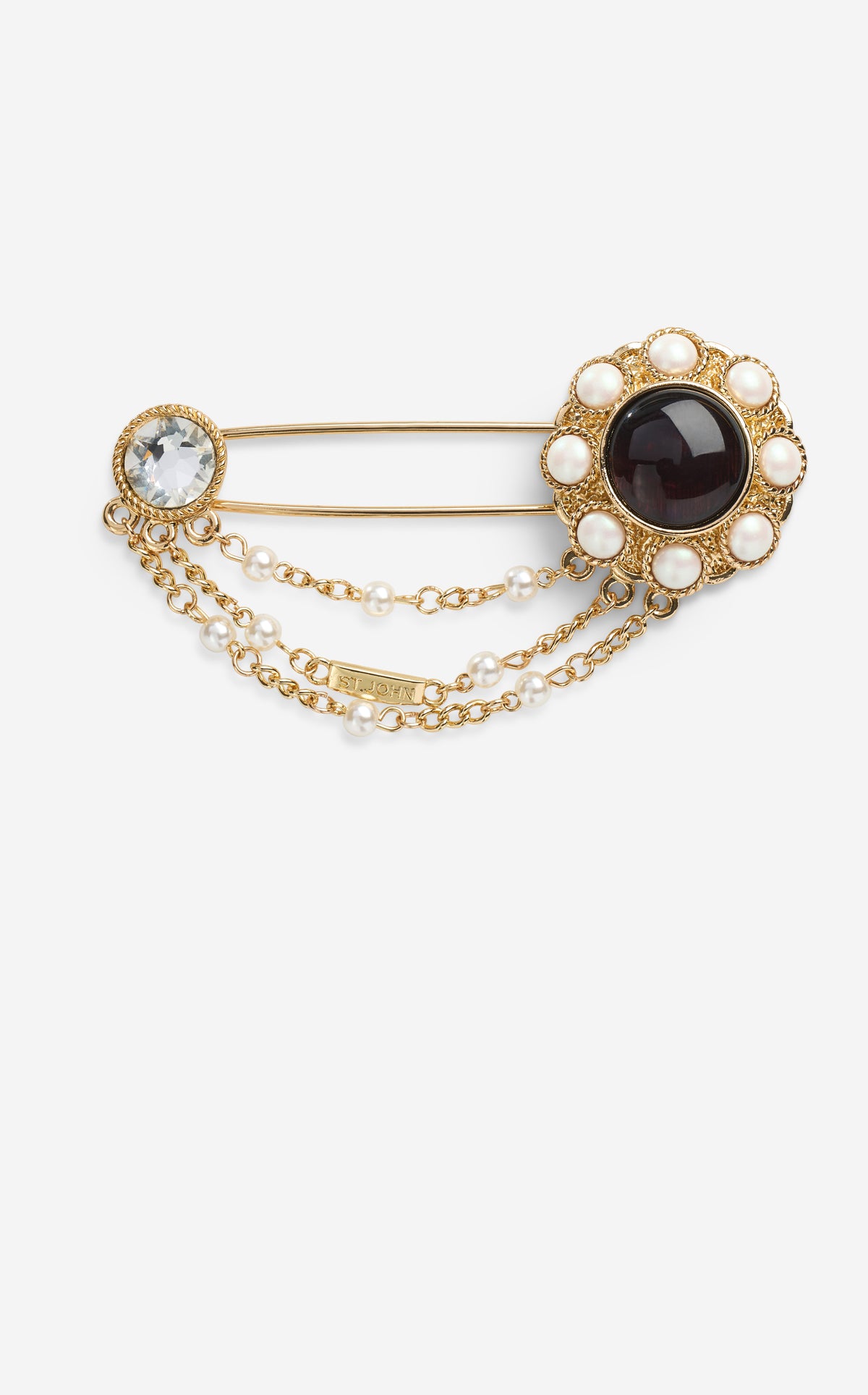 Large Pin with Cabachons & Crystals