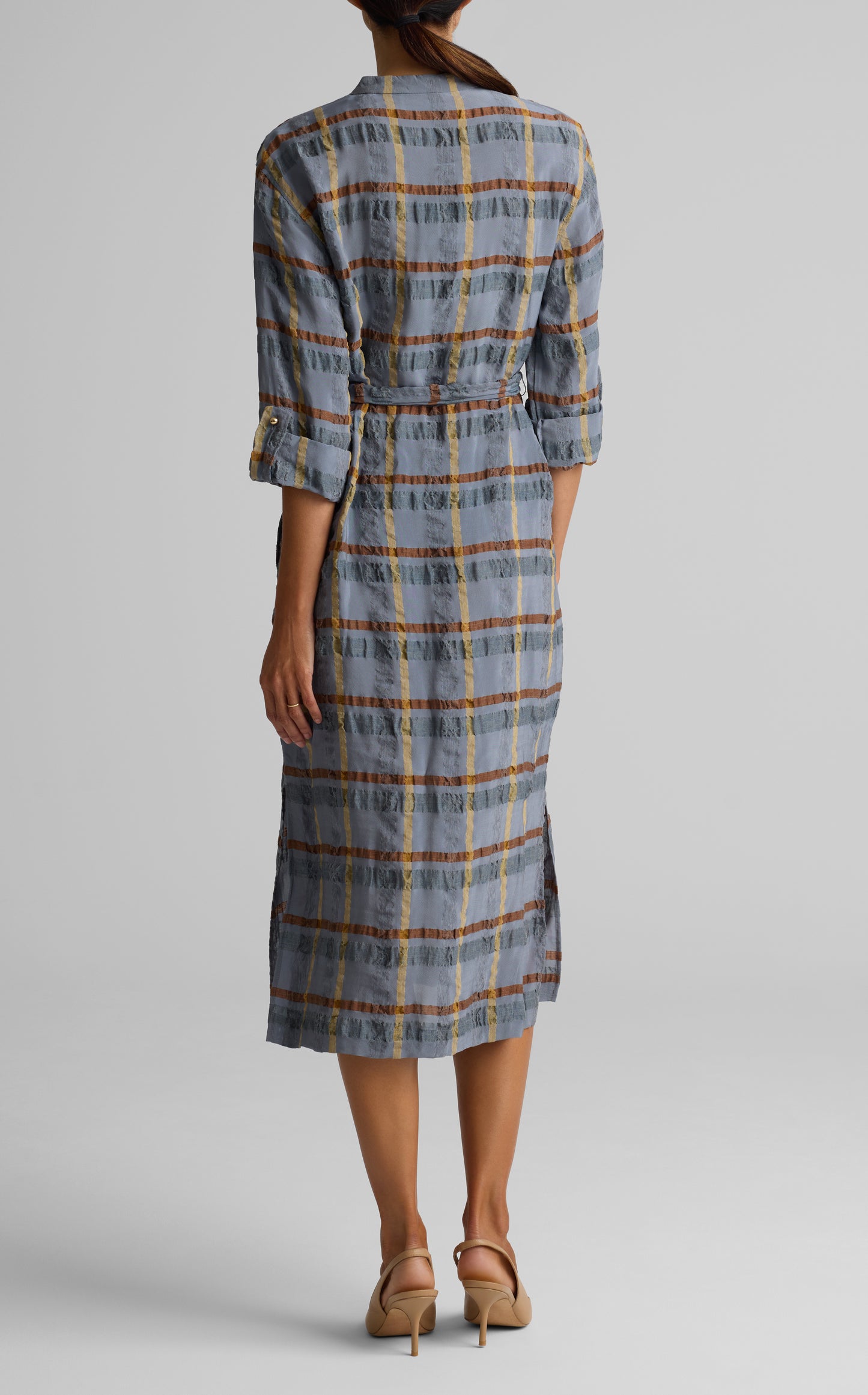 3/4 Sleeve Plaid Dress