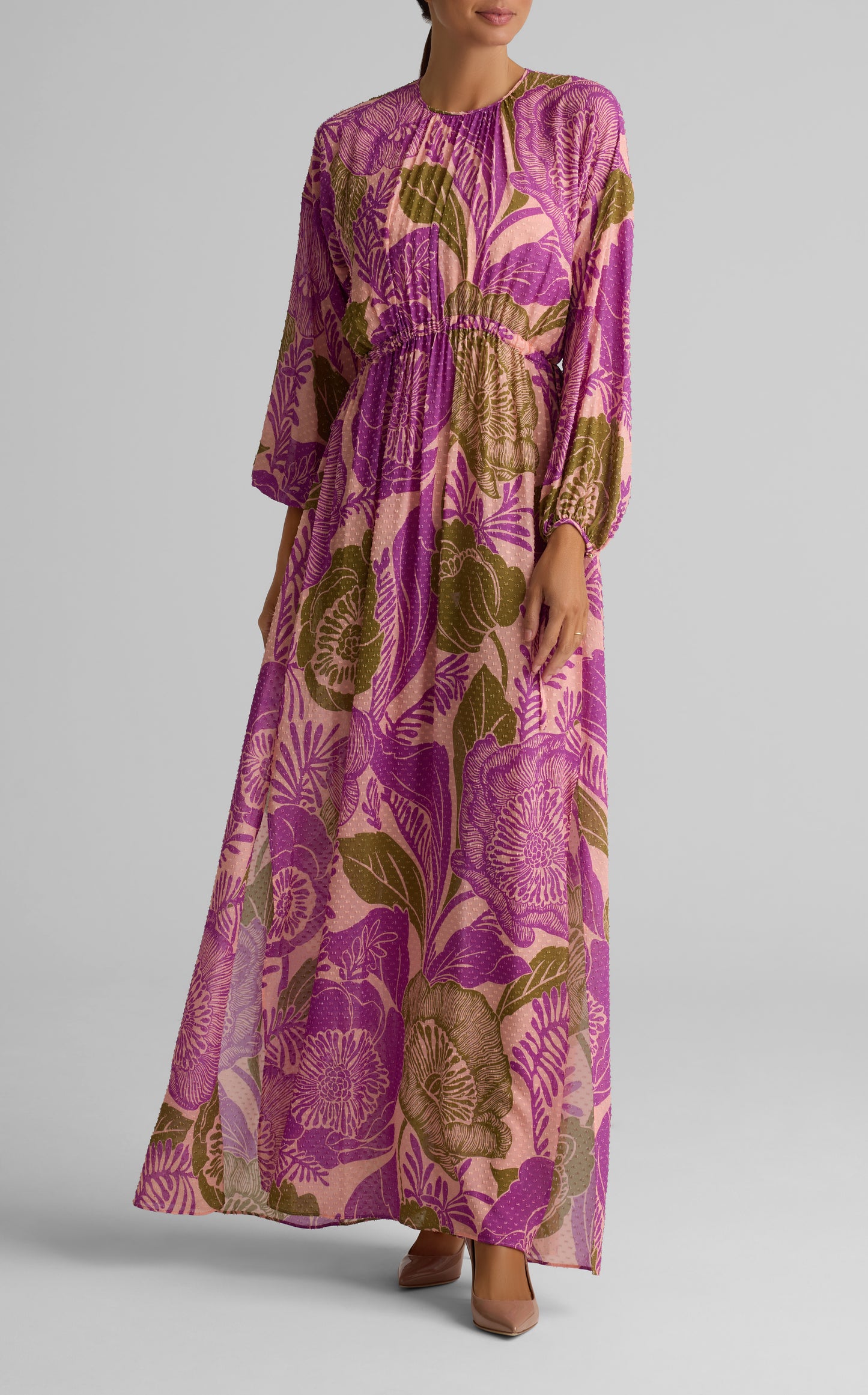Long Sleeve Poppy Print Dress
