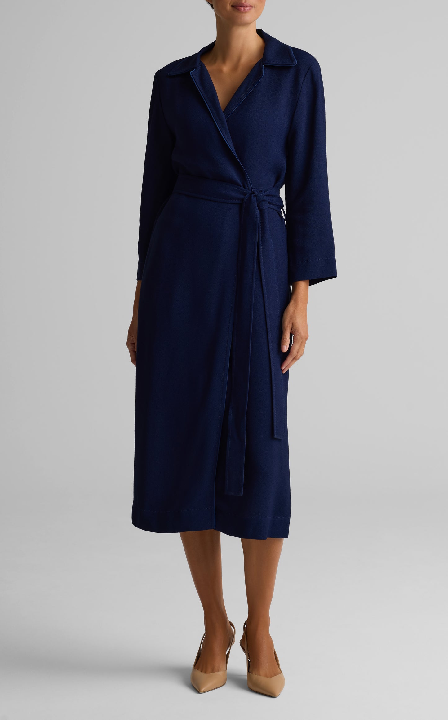 Textured Crepe Wrap Dress