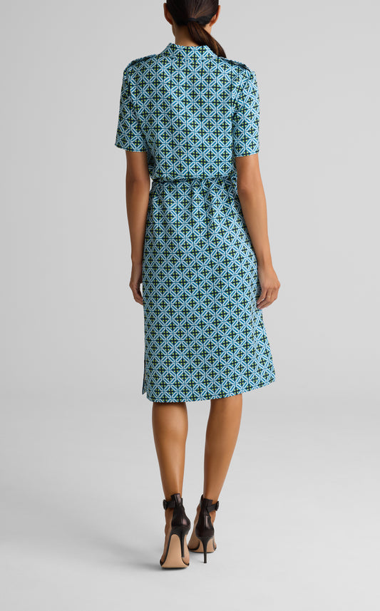 Printed Tile Short Sleeve Dress