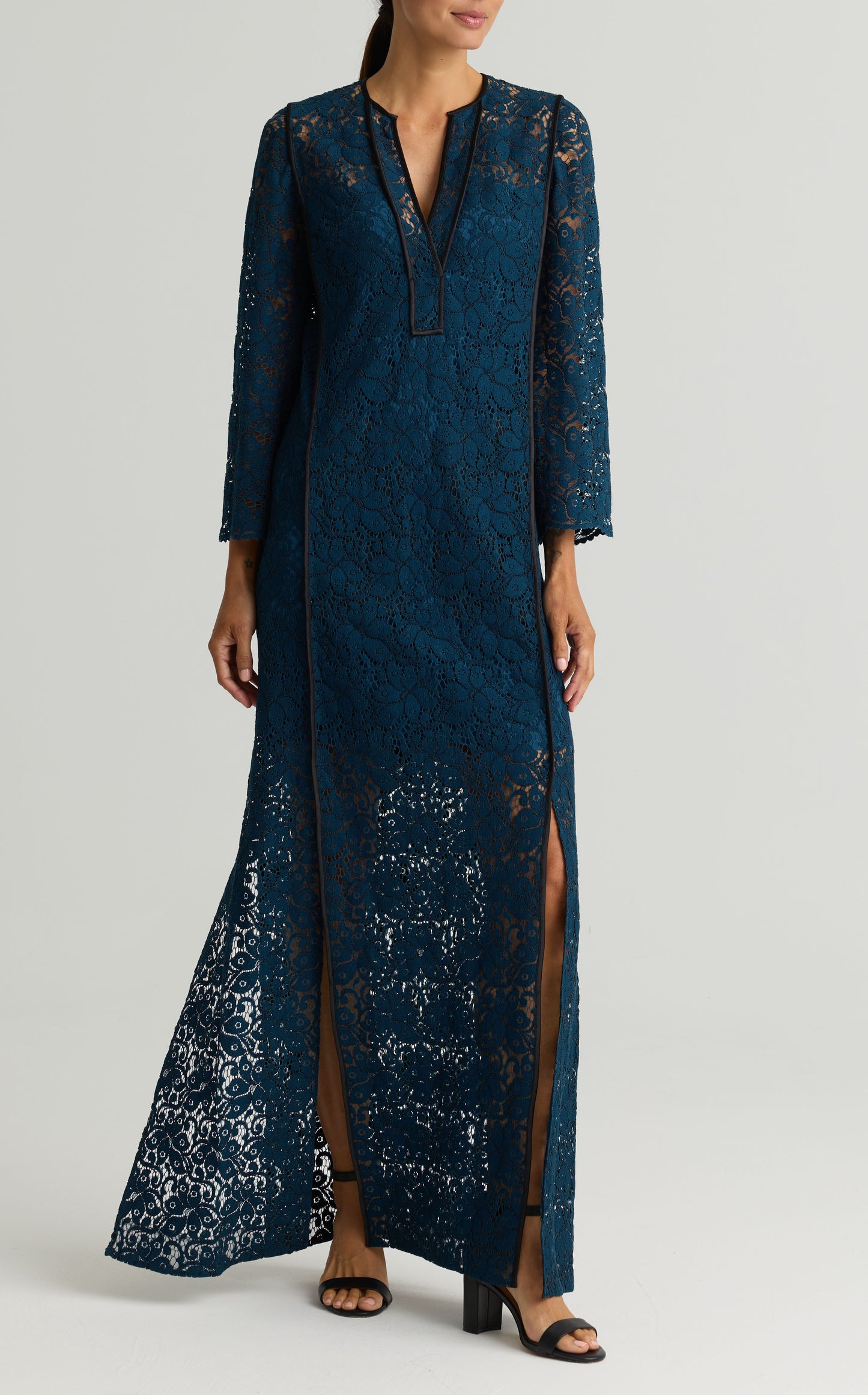 Long Sleeve Guipure Lace Gown