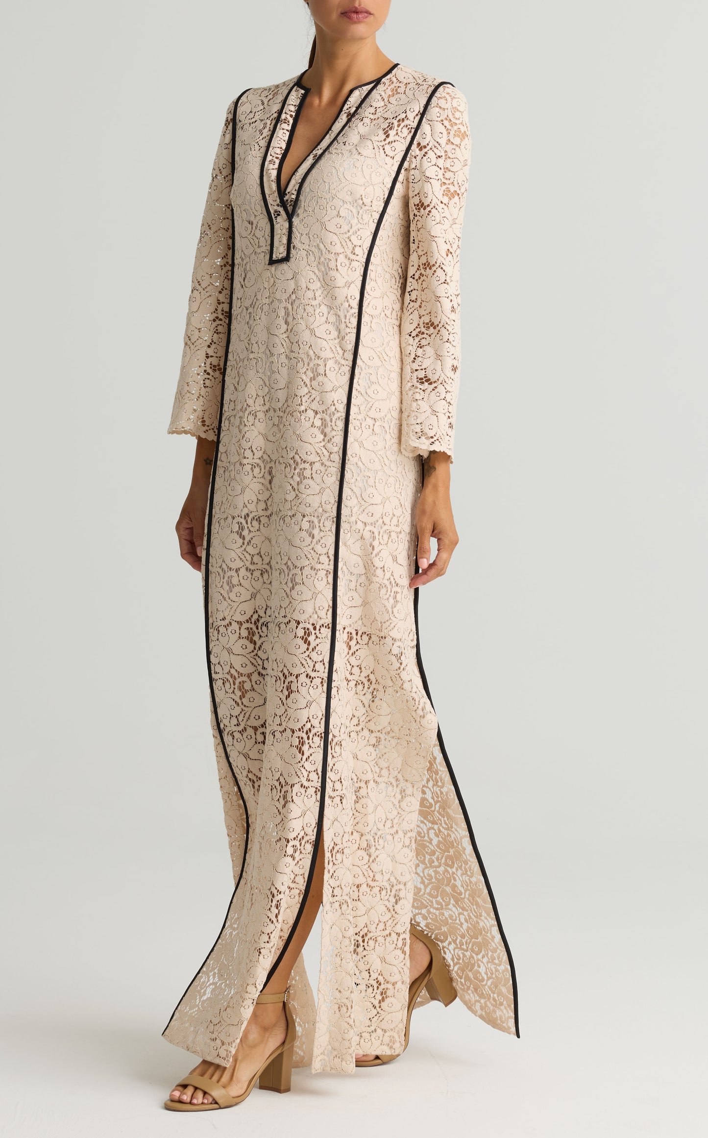Long Sleeve Guipure Lace Gown
