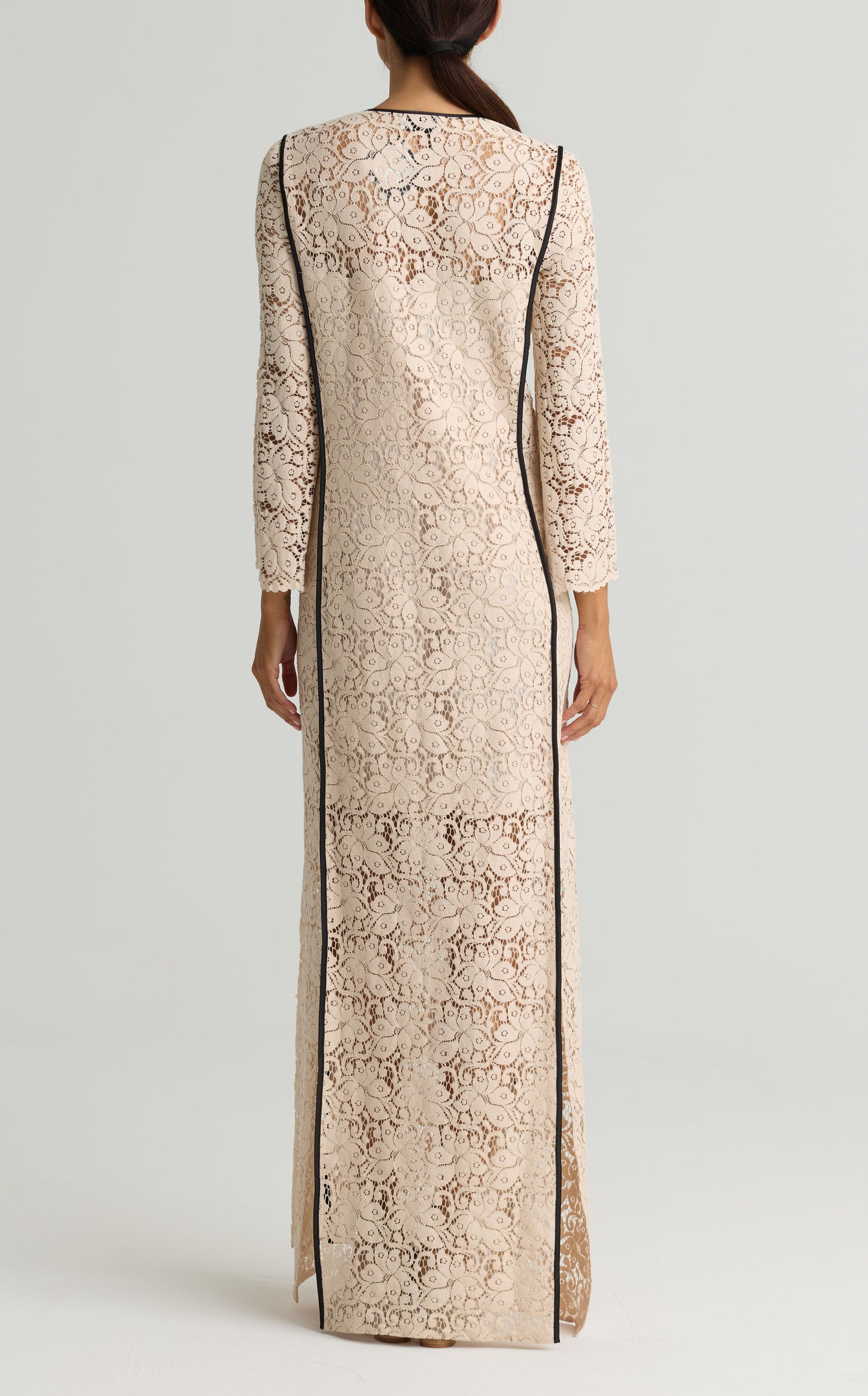 Long Sleeve Guipure Lace Gown