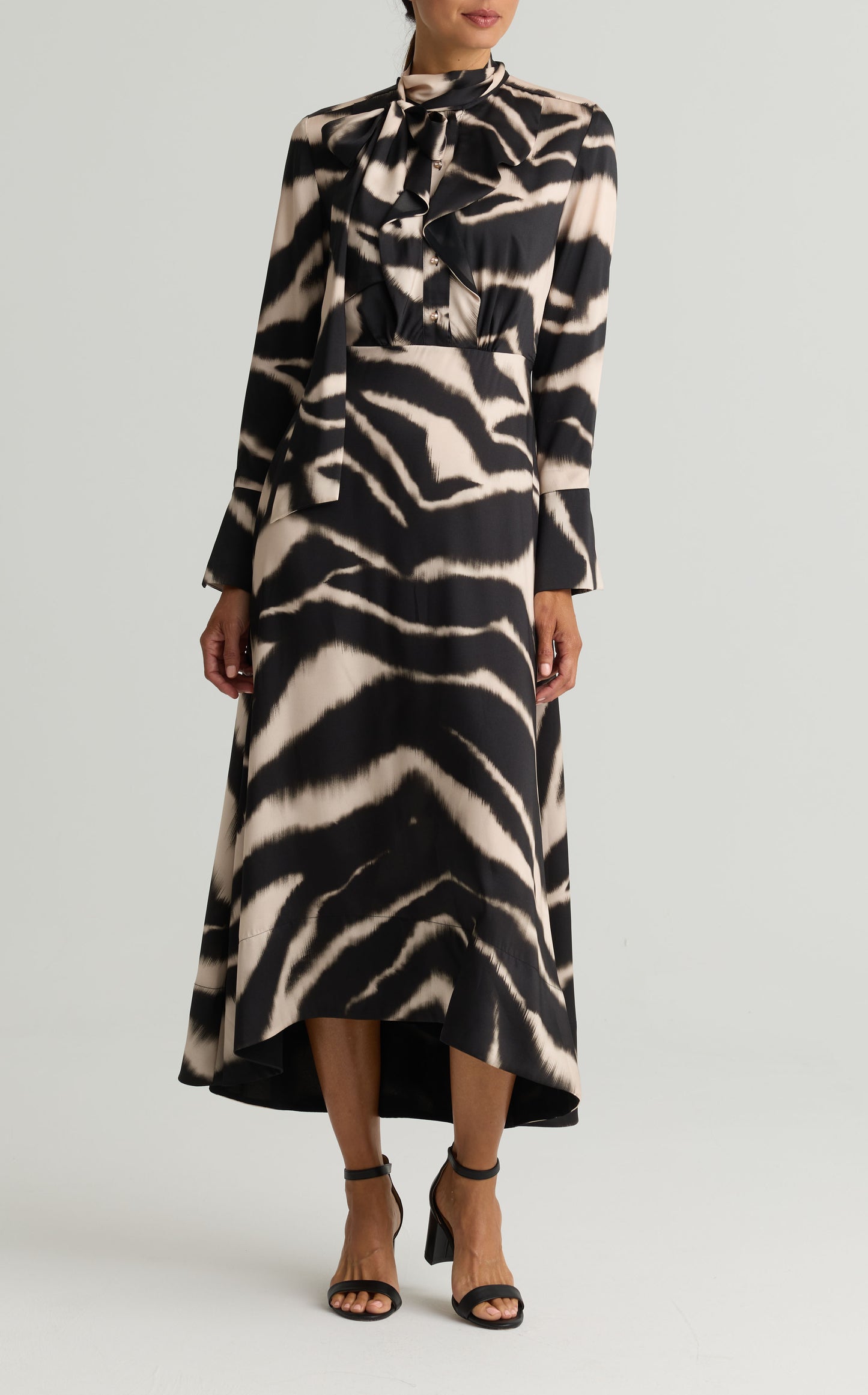 Long Sleeve Zebra Print Dress