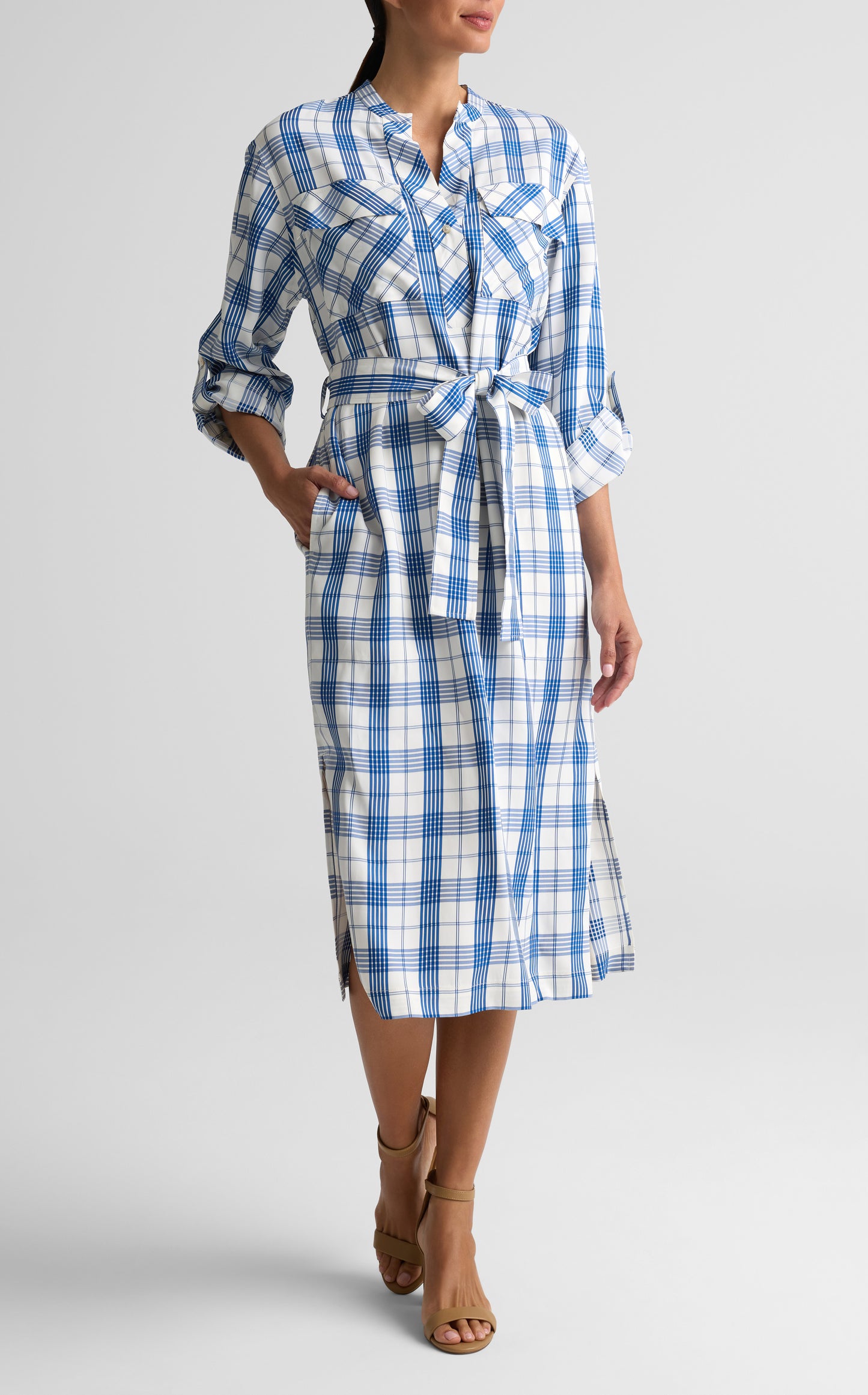 Plaid Print Shirt Dress