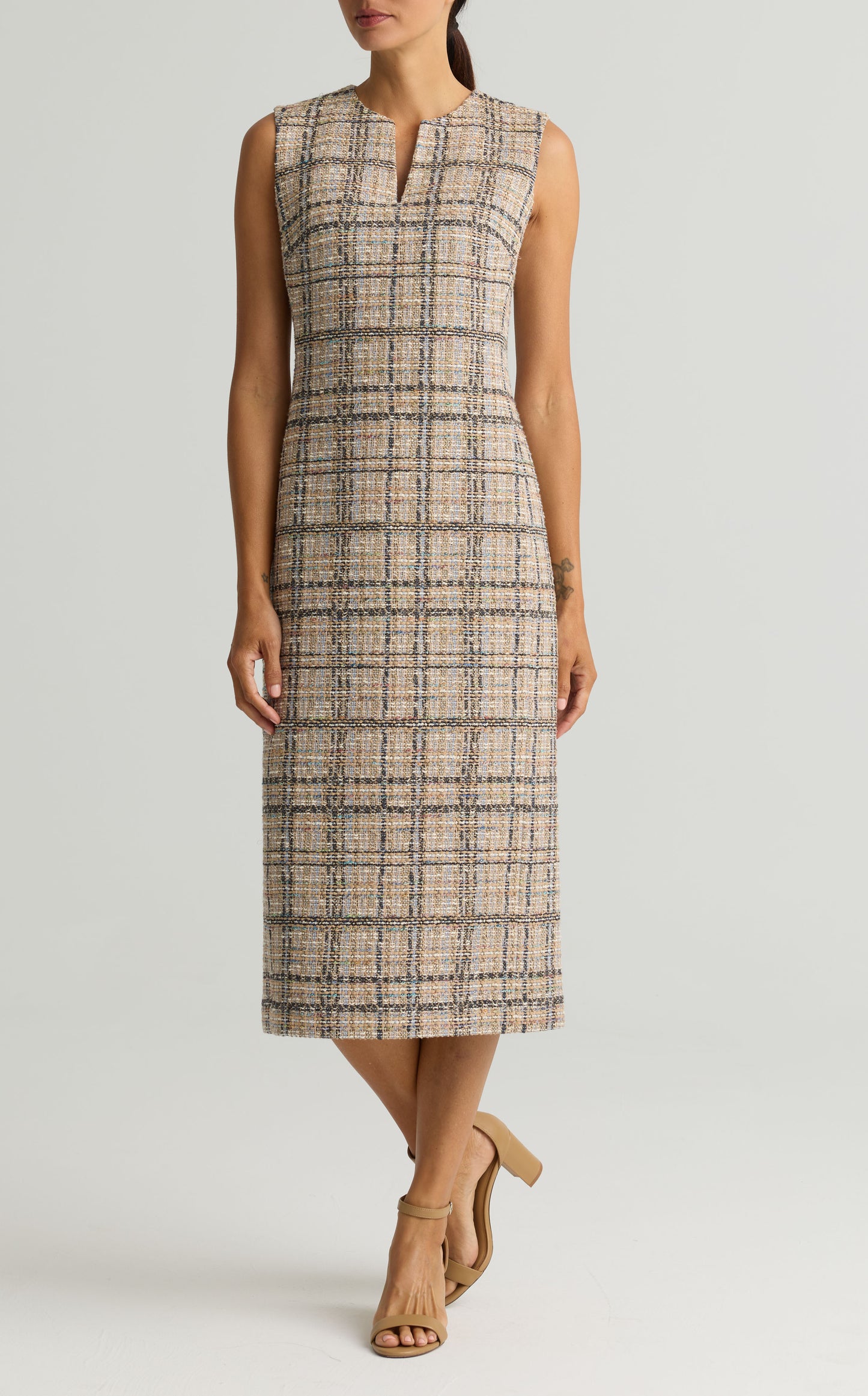 Ombré Plaid Tweed Dress