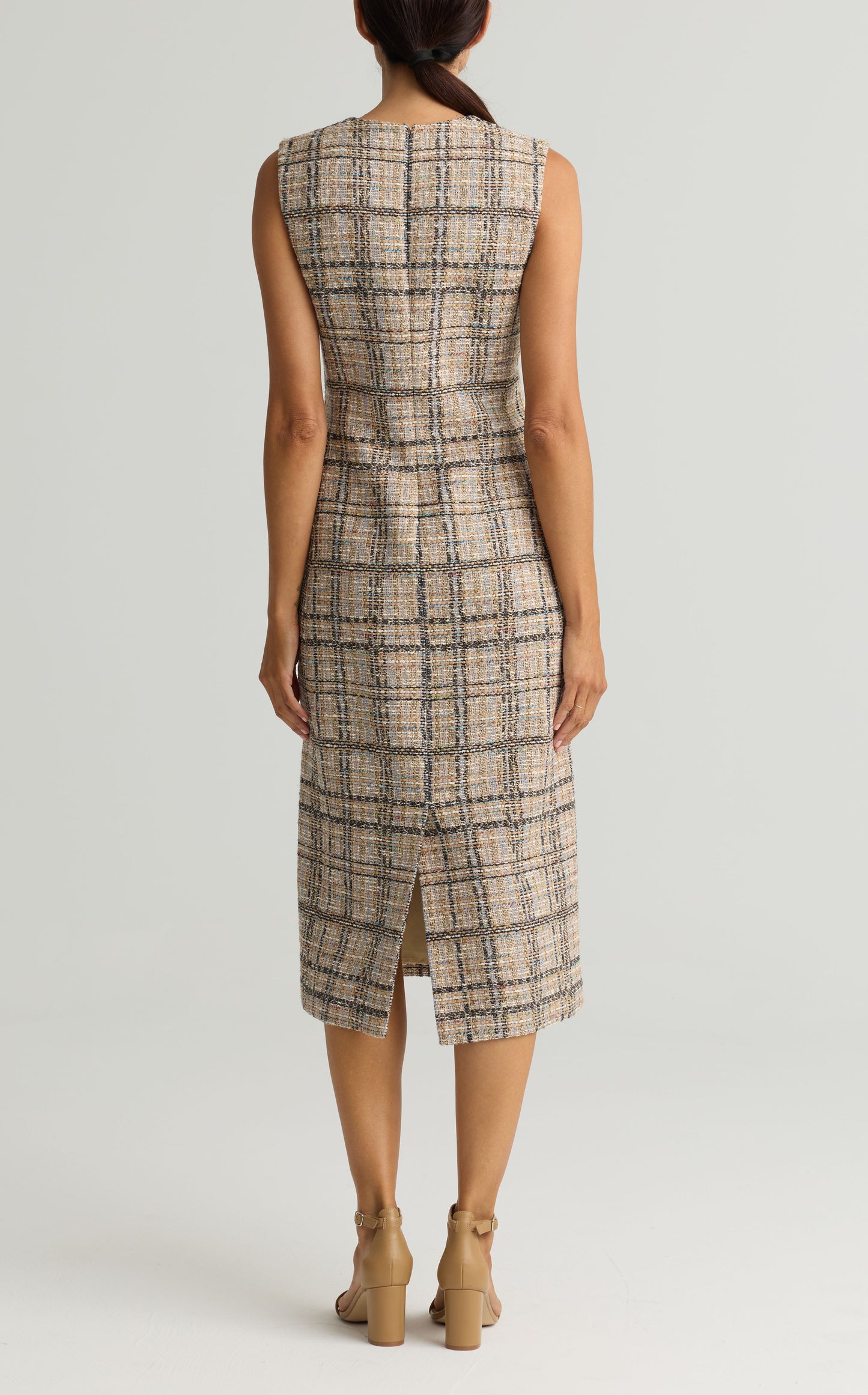 Ombré Plaid Tweed Dress