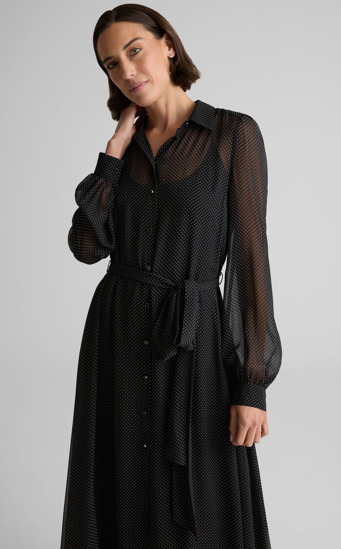 Lucienne Maxi Dress In Petite Dot Printed Silk