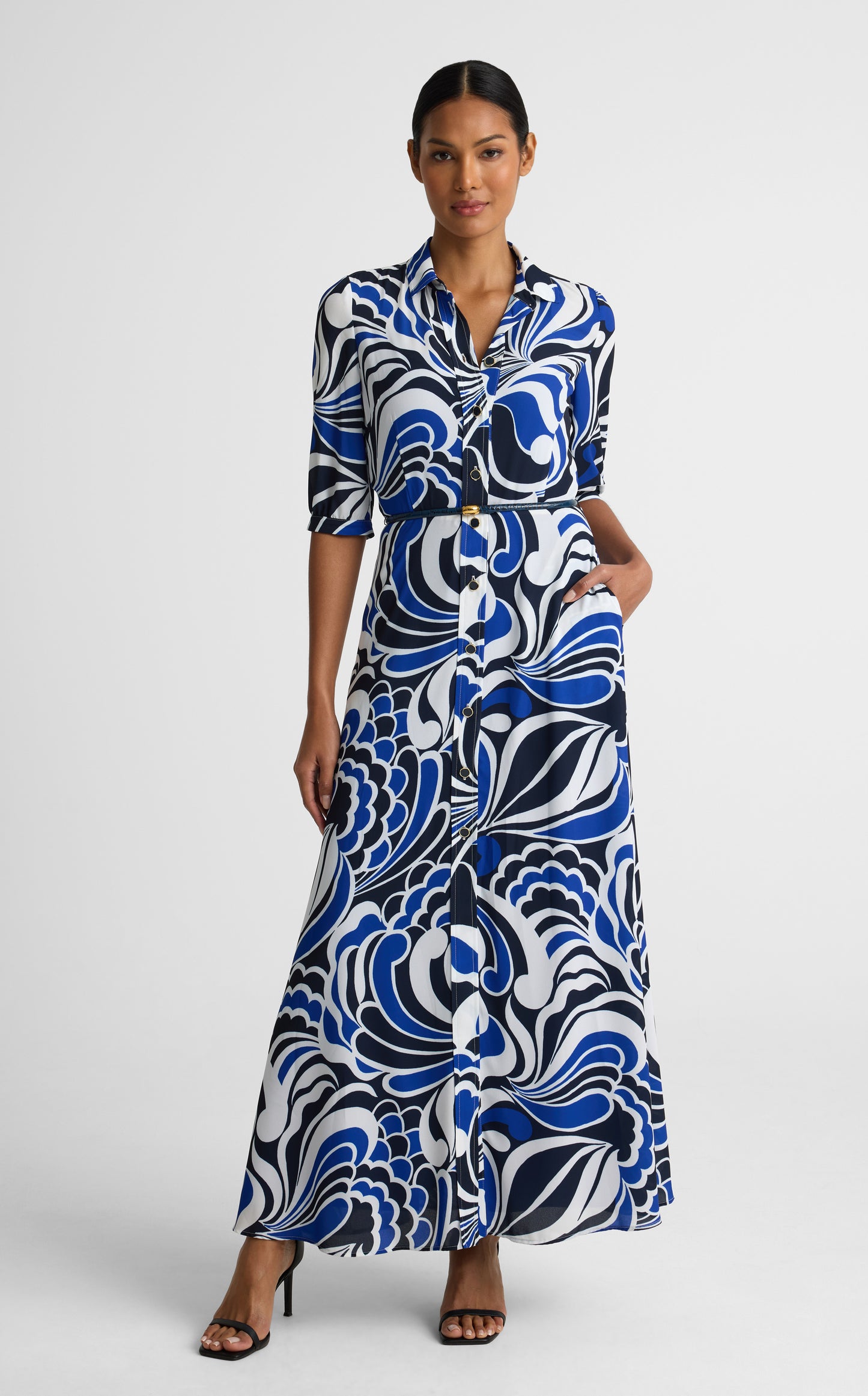 Estelle Dress In Mid Century Scroll Print