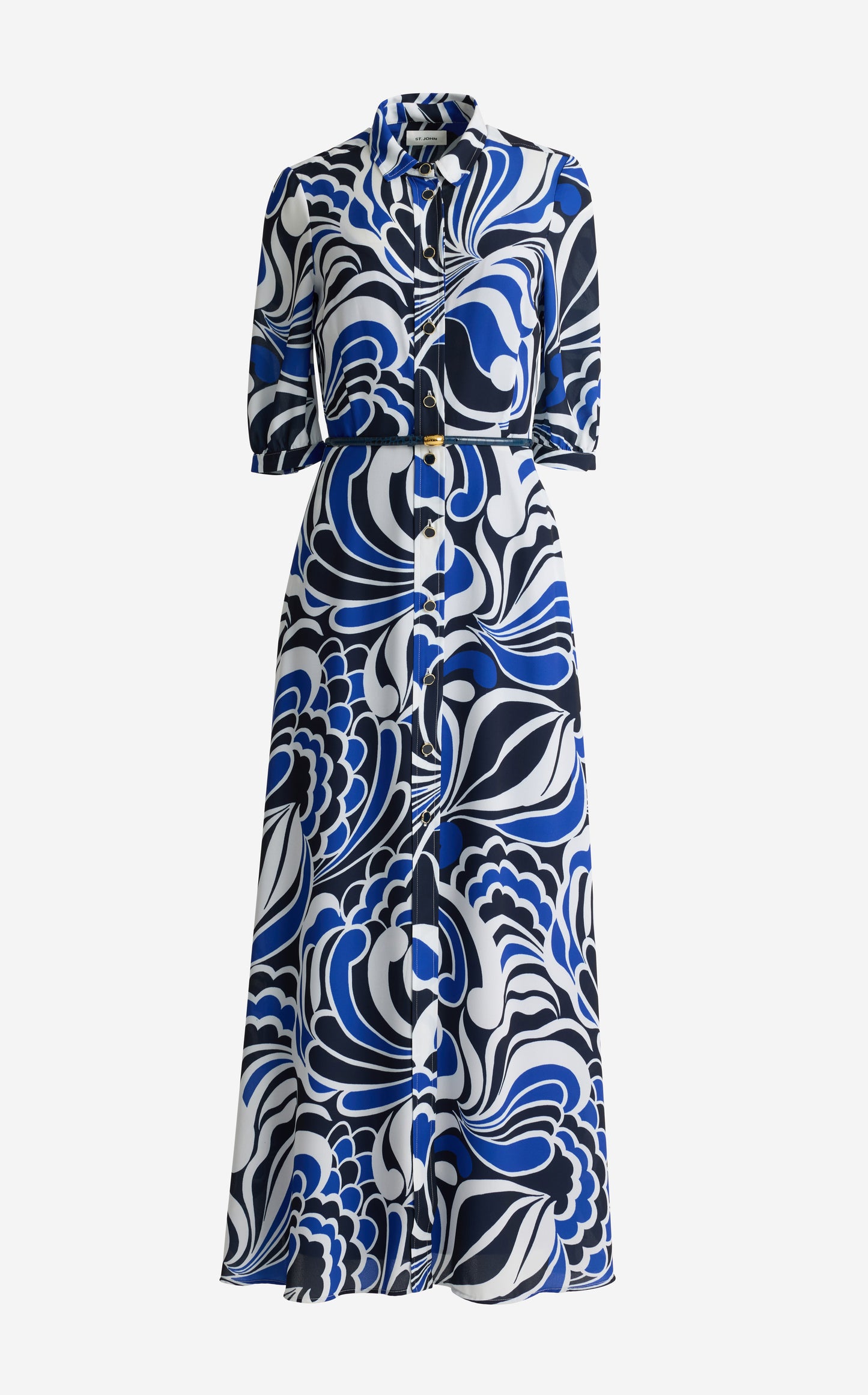 Estelle Dress In Mid Century Scroll Print