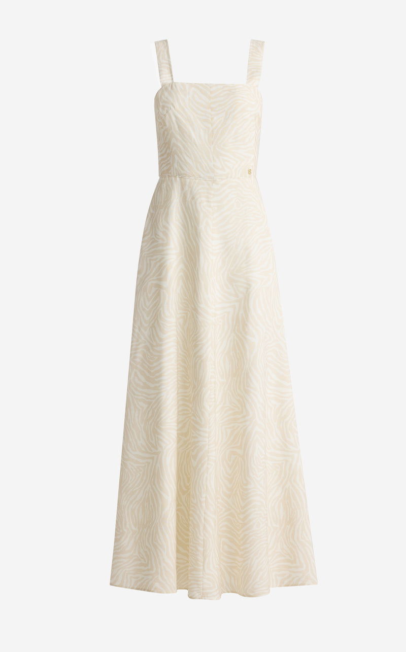 Josephine Dress In Zebra Printed Linen Blend