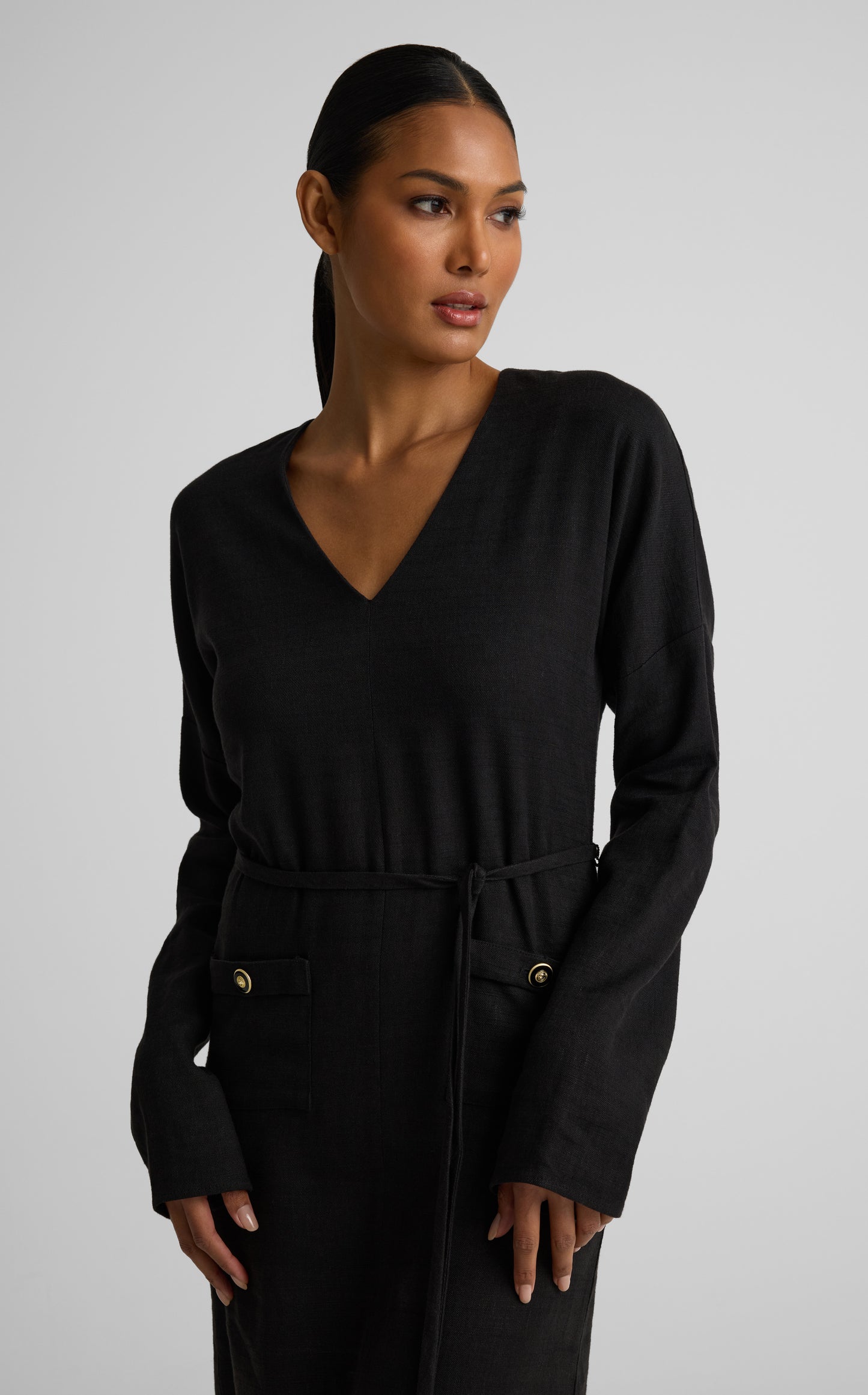 Virginia Dress In Stretch Linen Twill