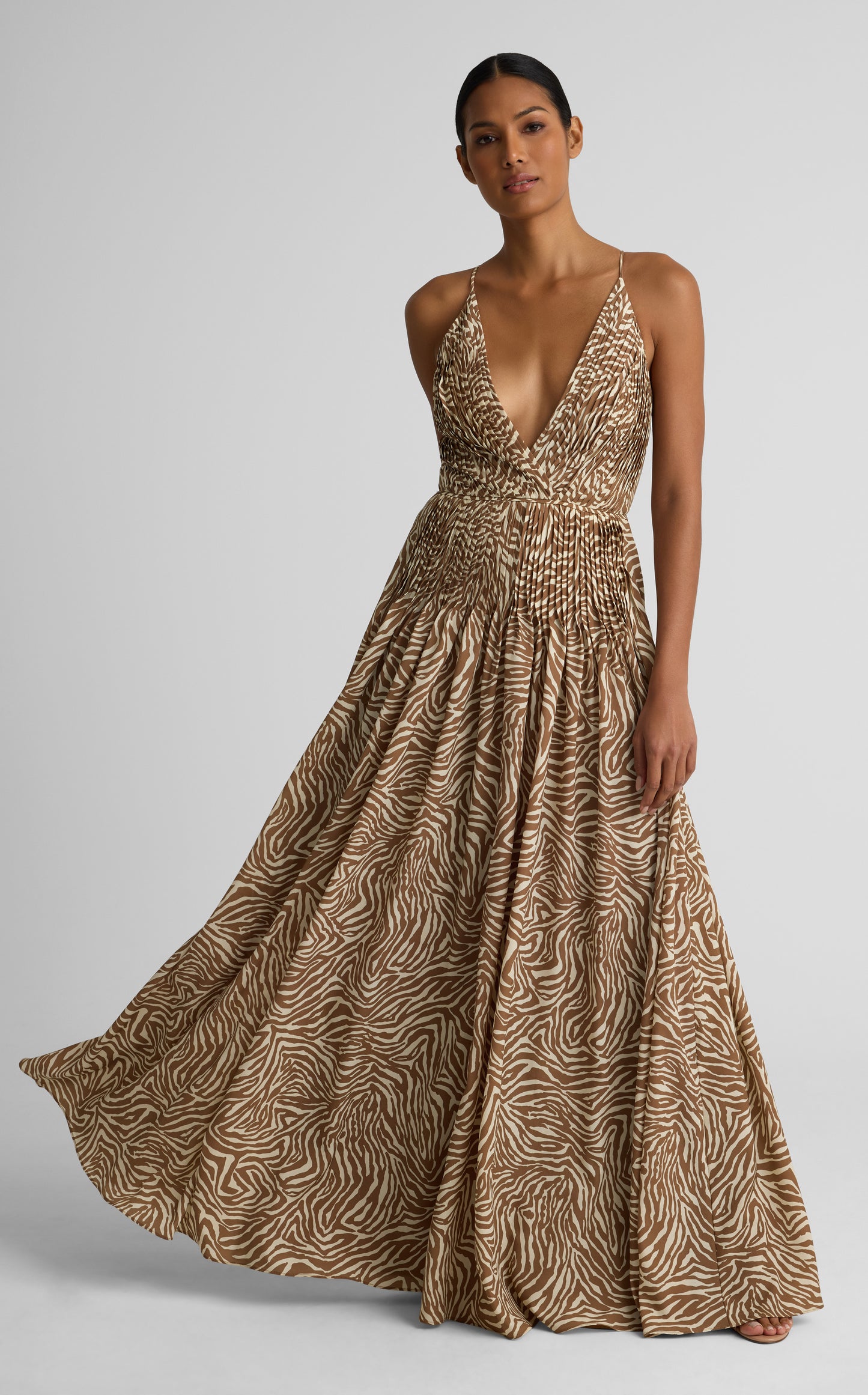 Tallulah Dress In Zebra Printed Georgette