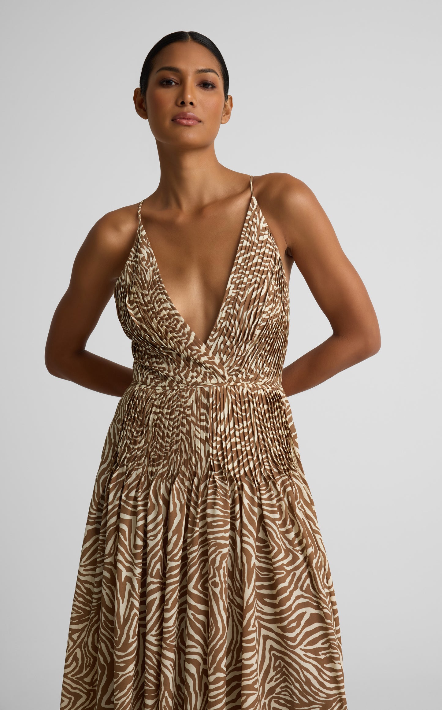 Tallulah Dress In Zebra Printed Georgette