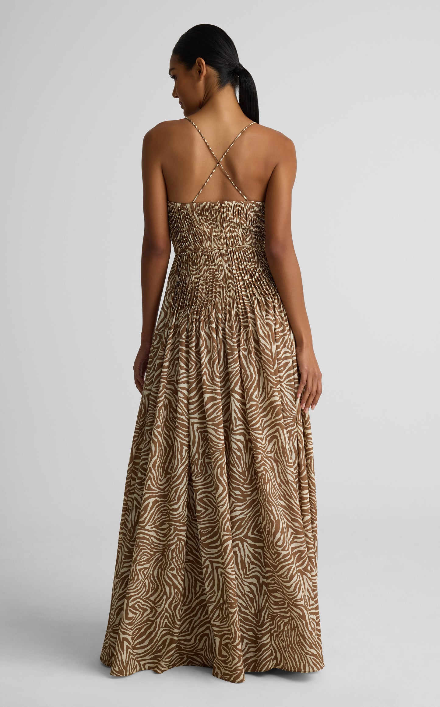 Tallulah Dress In Zebra Printed Georgette