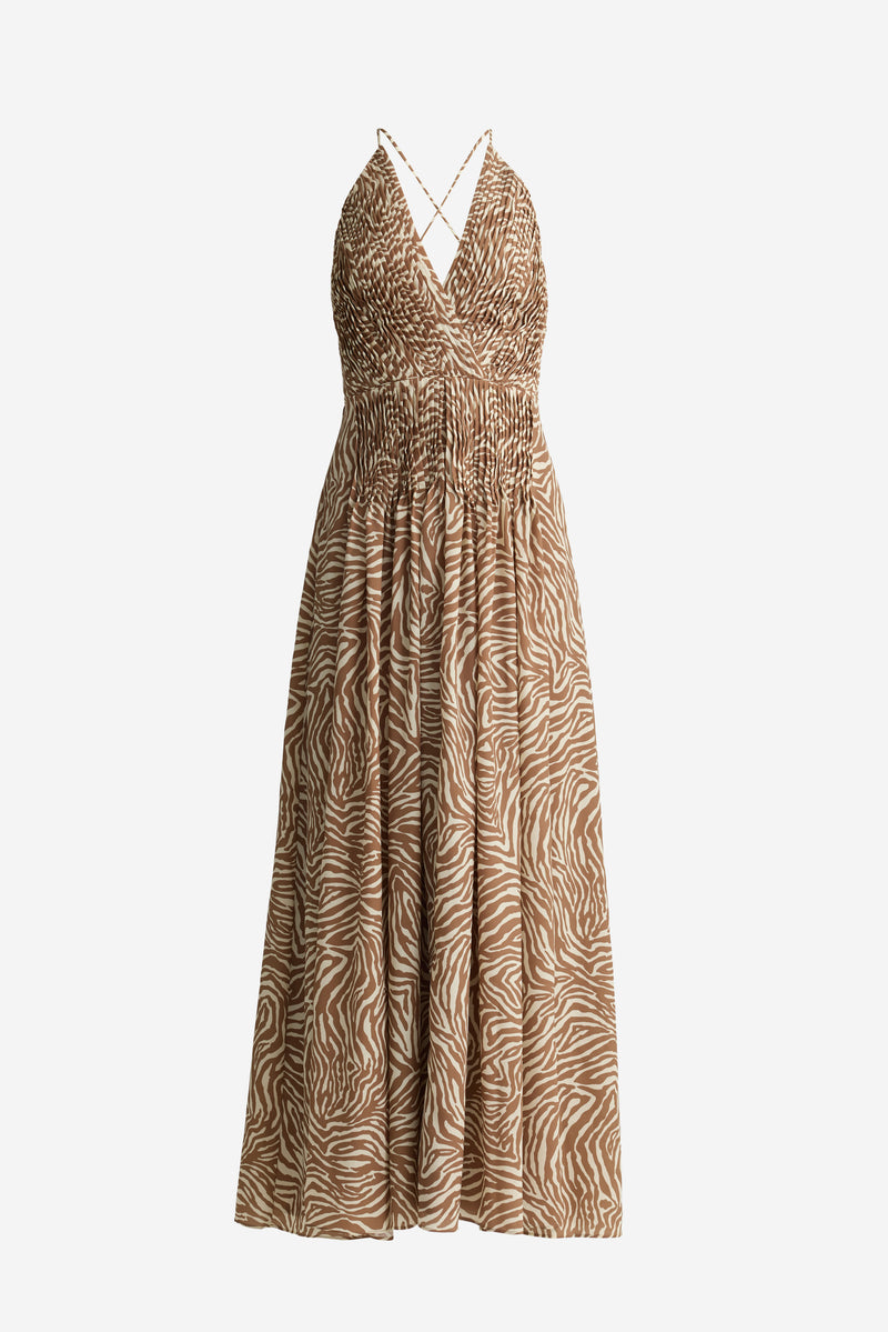 Tallulah Dress In Zebra Printed Georgette