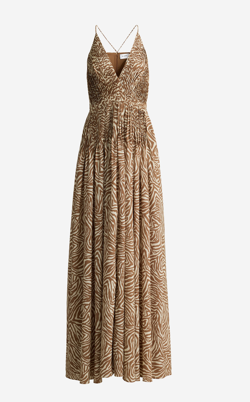 Tallulah Dress In Zebra Printed Georgette