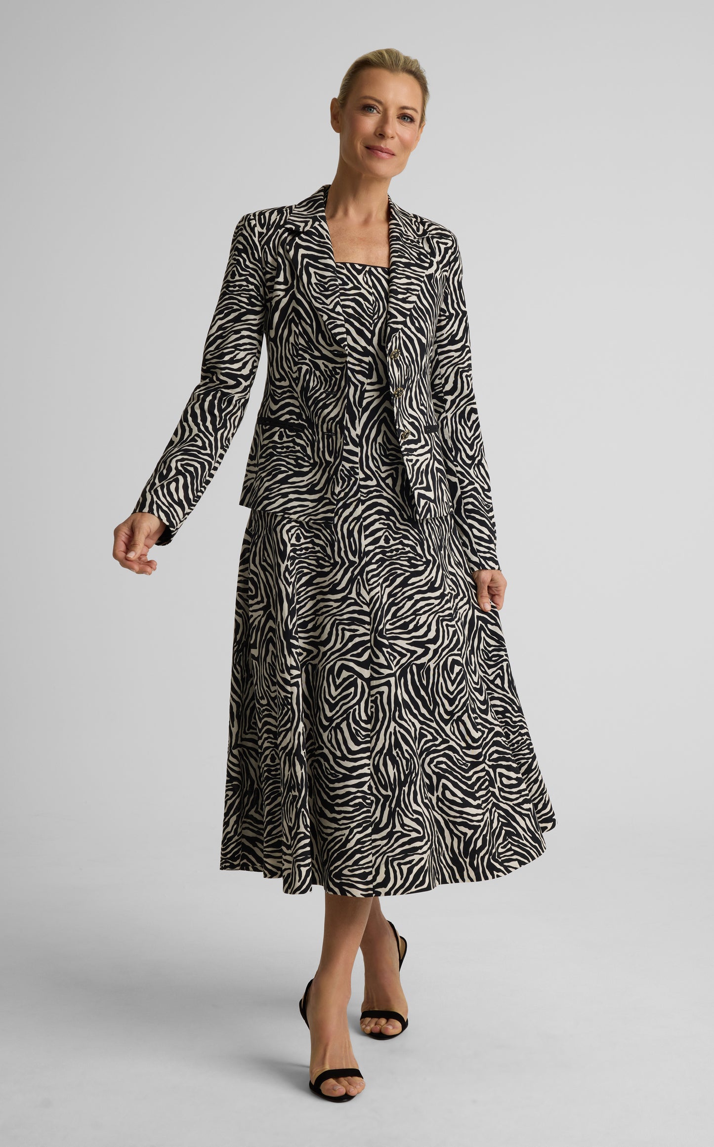 Josephine Halter Dress In Zebra Printed Linen Blend