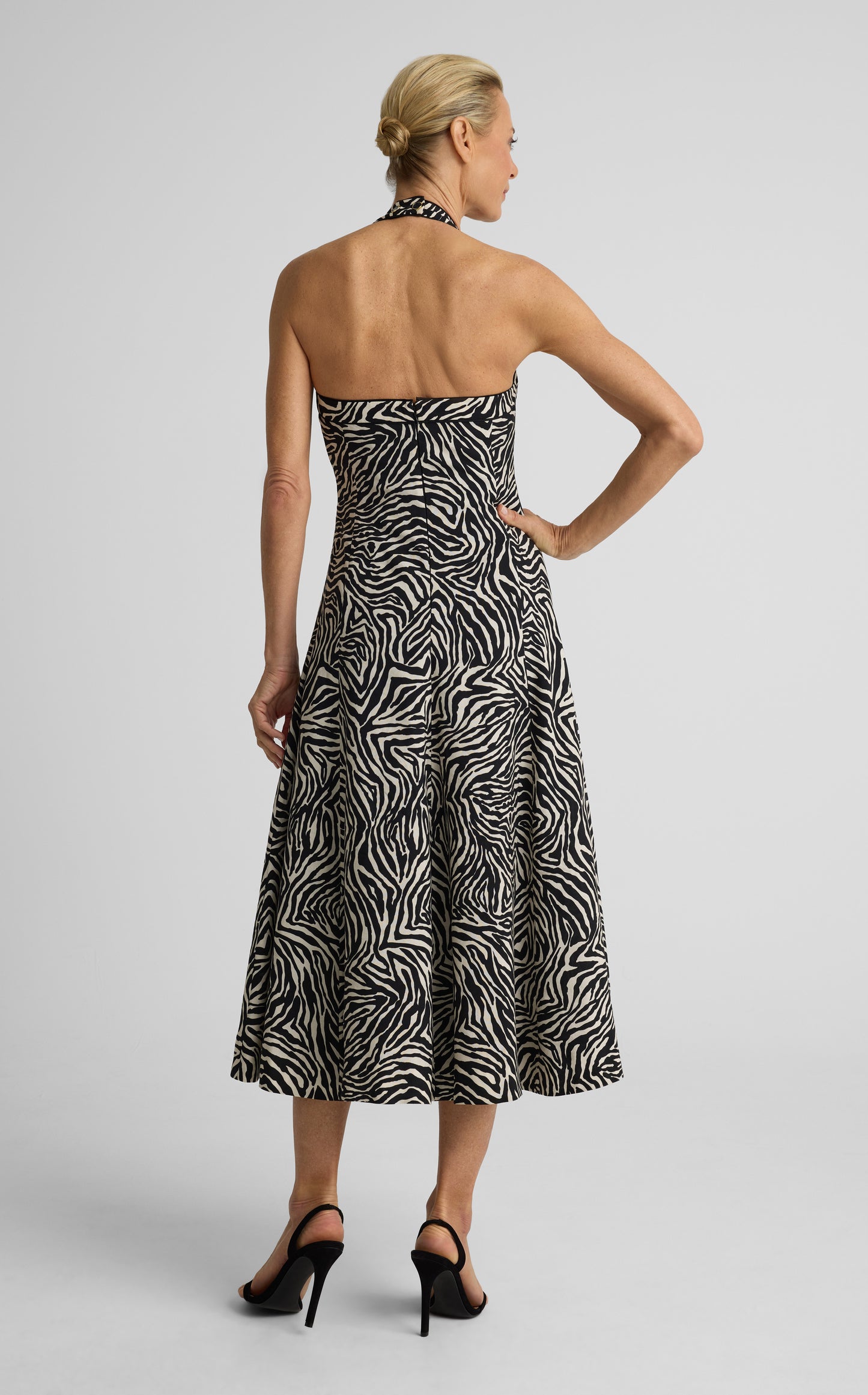 Josephine Halter Dress In Zebra Printed Linen Blend