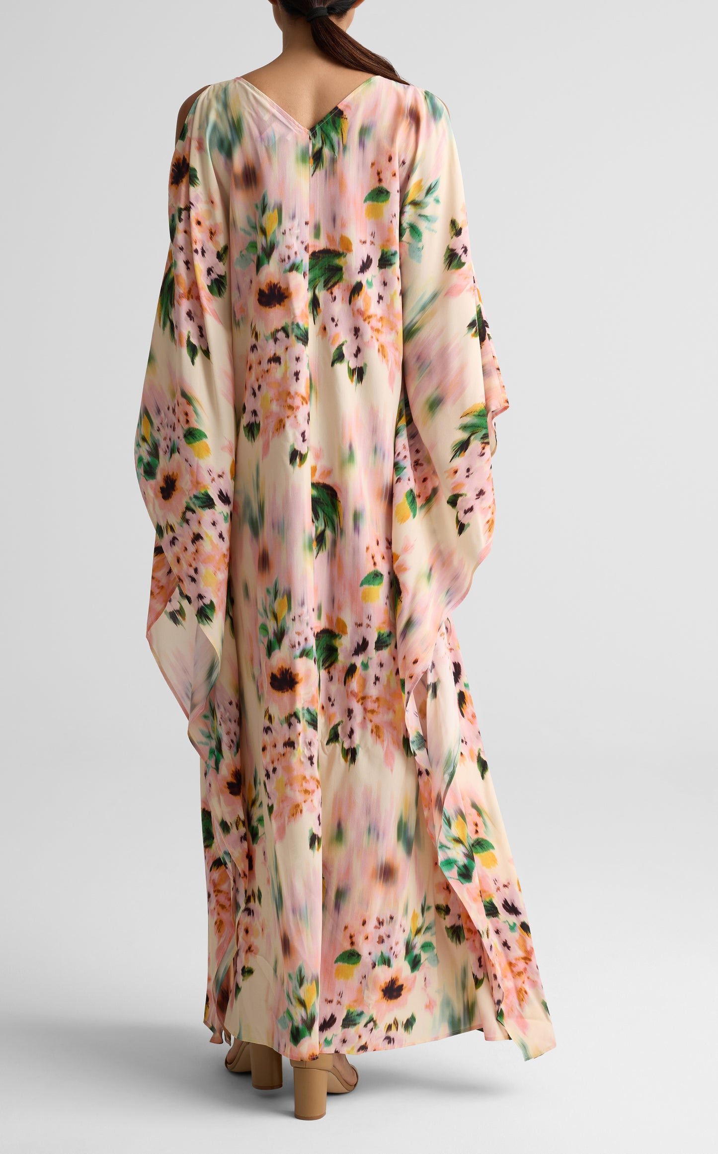 Blurred Floral Silk Caftan