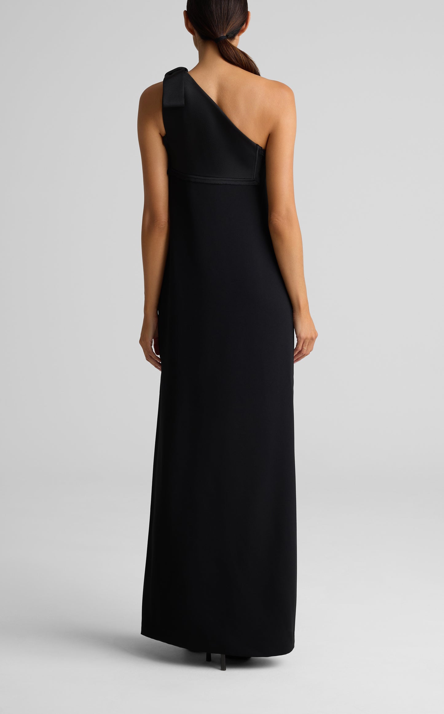 Satin Back Crepe One Shoulder Gown