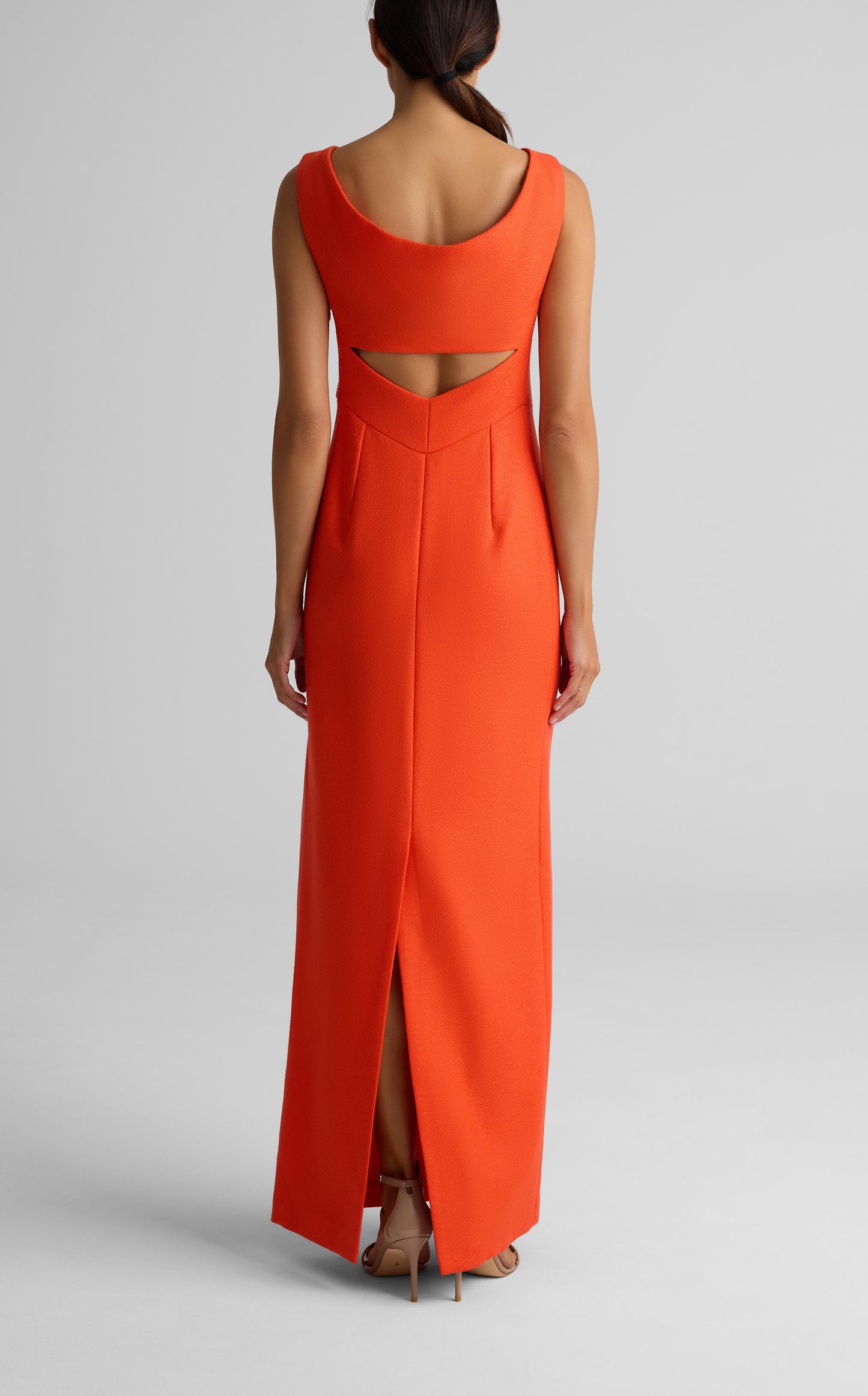 Textured Wool Cowl Back Gown