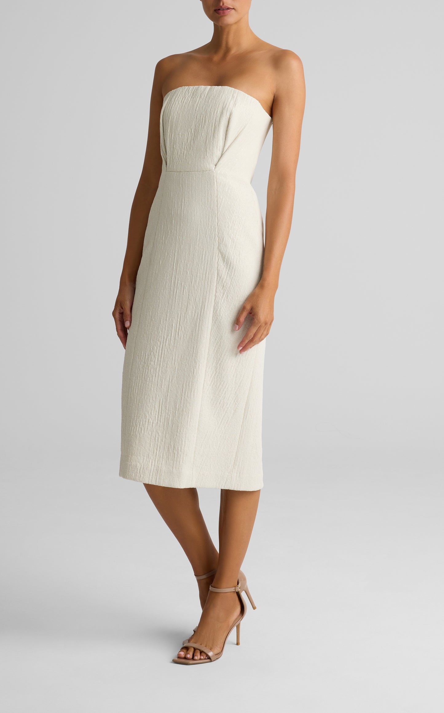 Mesh Sequin Strapless Dress