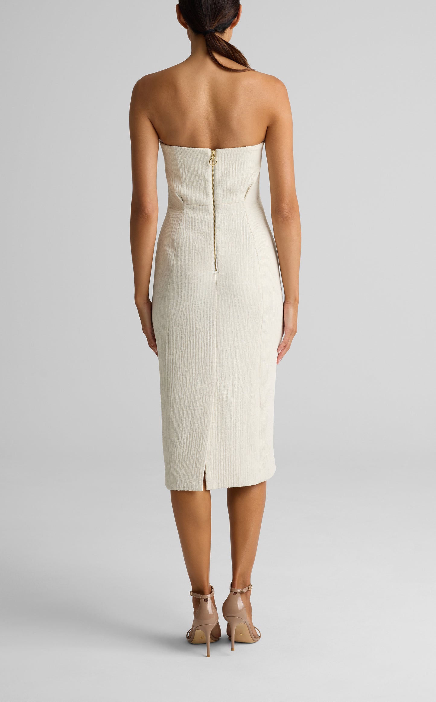 Mesh Sequin Strapless Dress