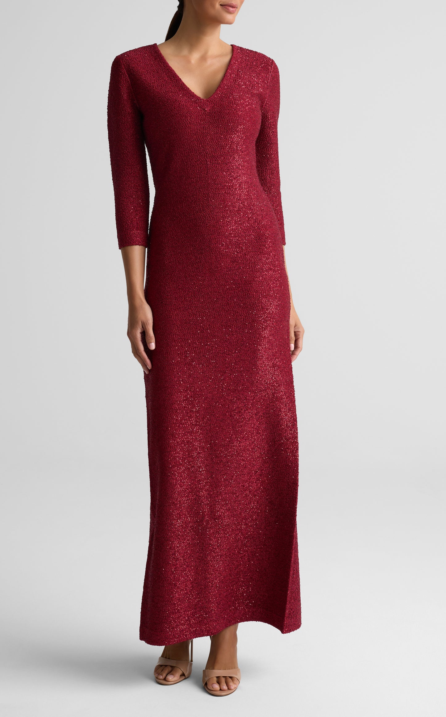 Sequin Lurex V-Neck Gown
