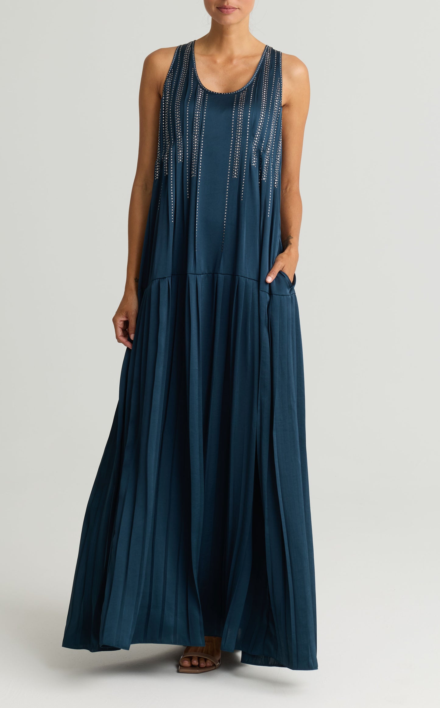 Embellished Satin Gown