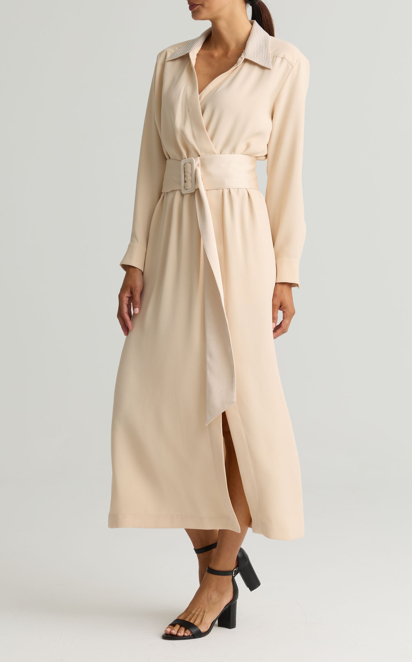 Satin Back Crepe Shirt Dress
