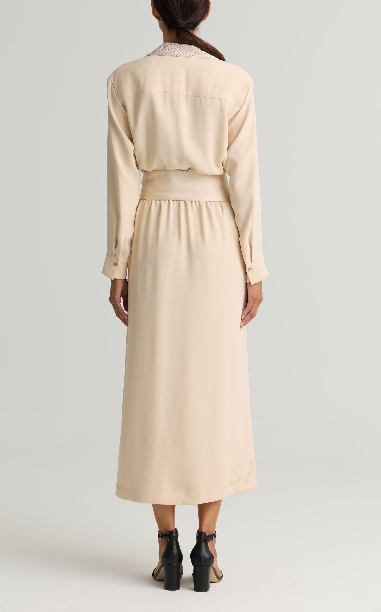 Satin Back Crepe Shirt Dress