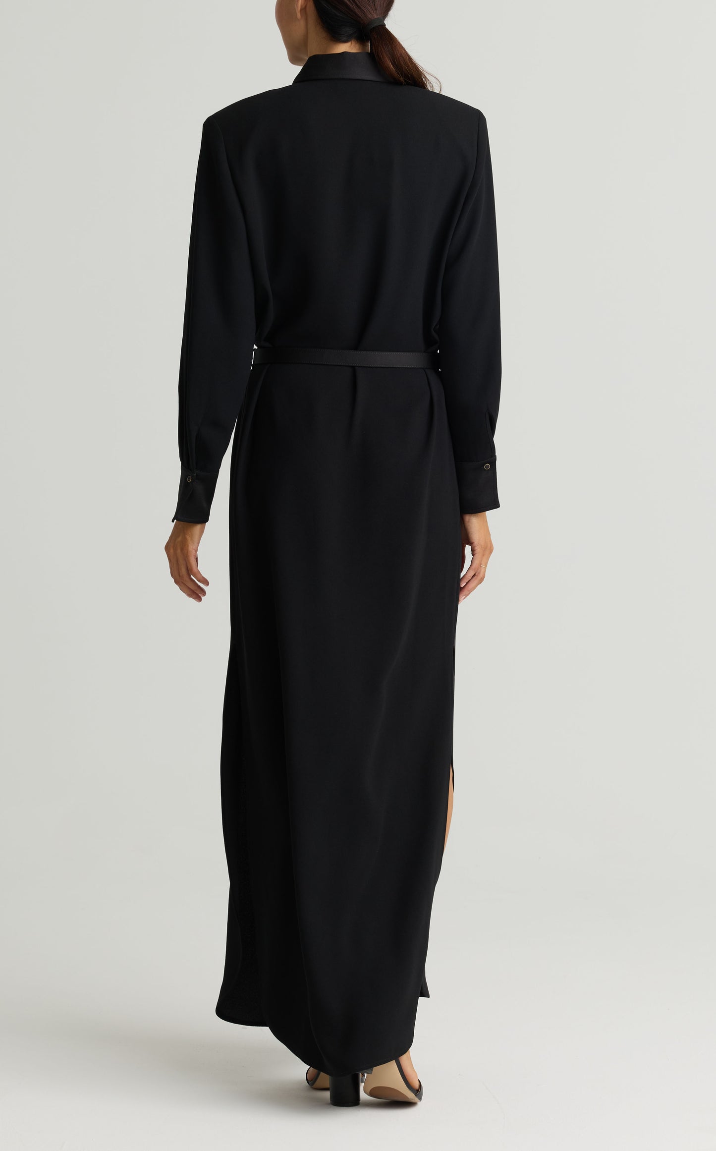 Patch Pocket Satin Crepe Dress