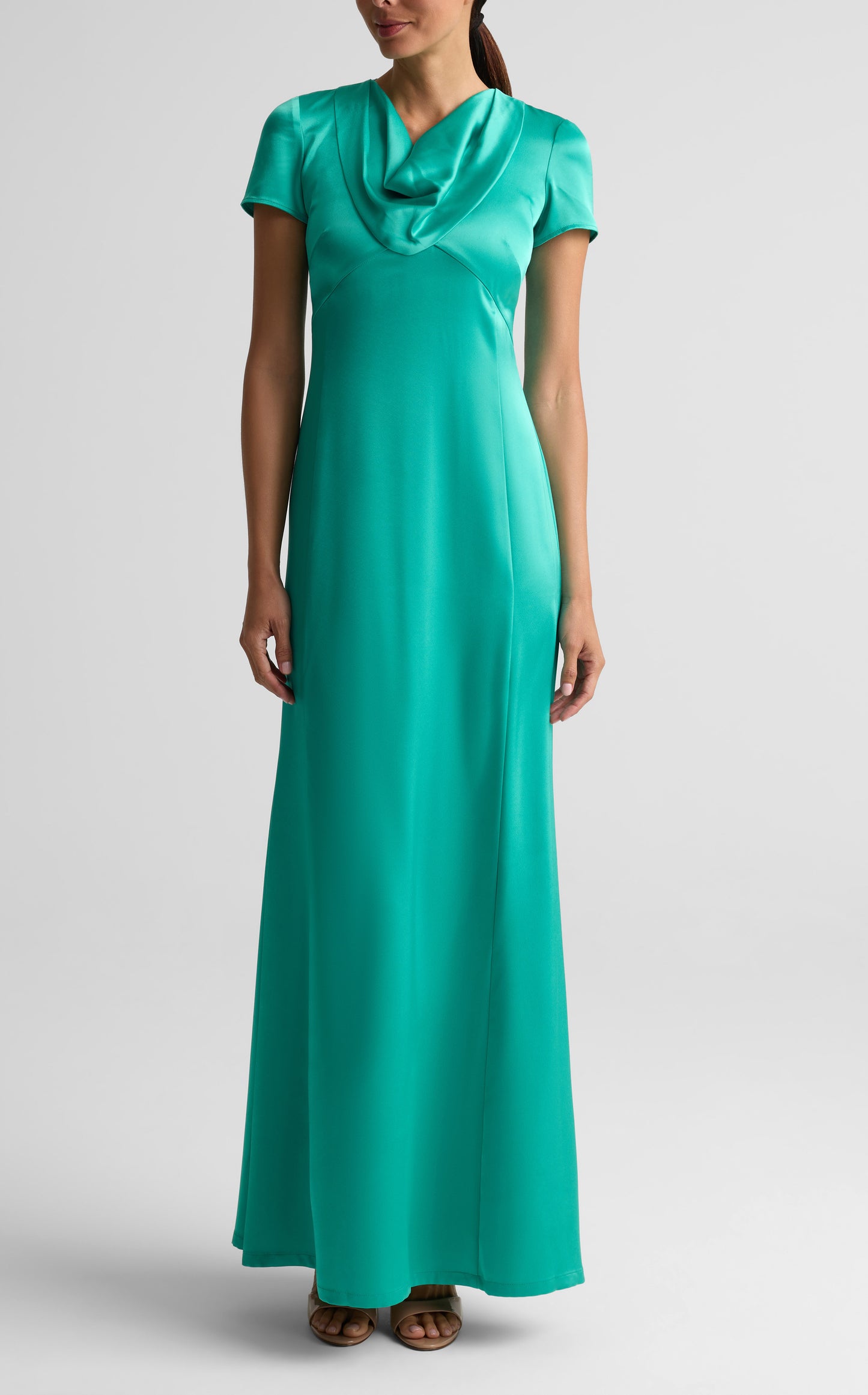 Liquid Satin Cowl Neck Gown
