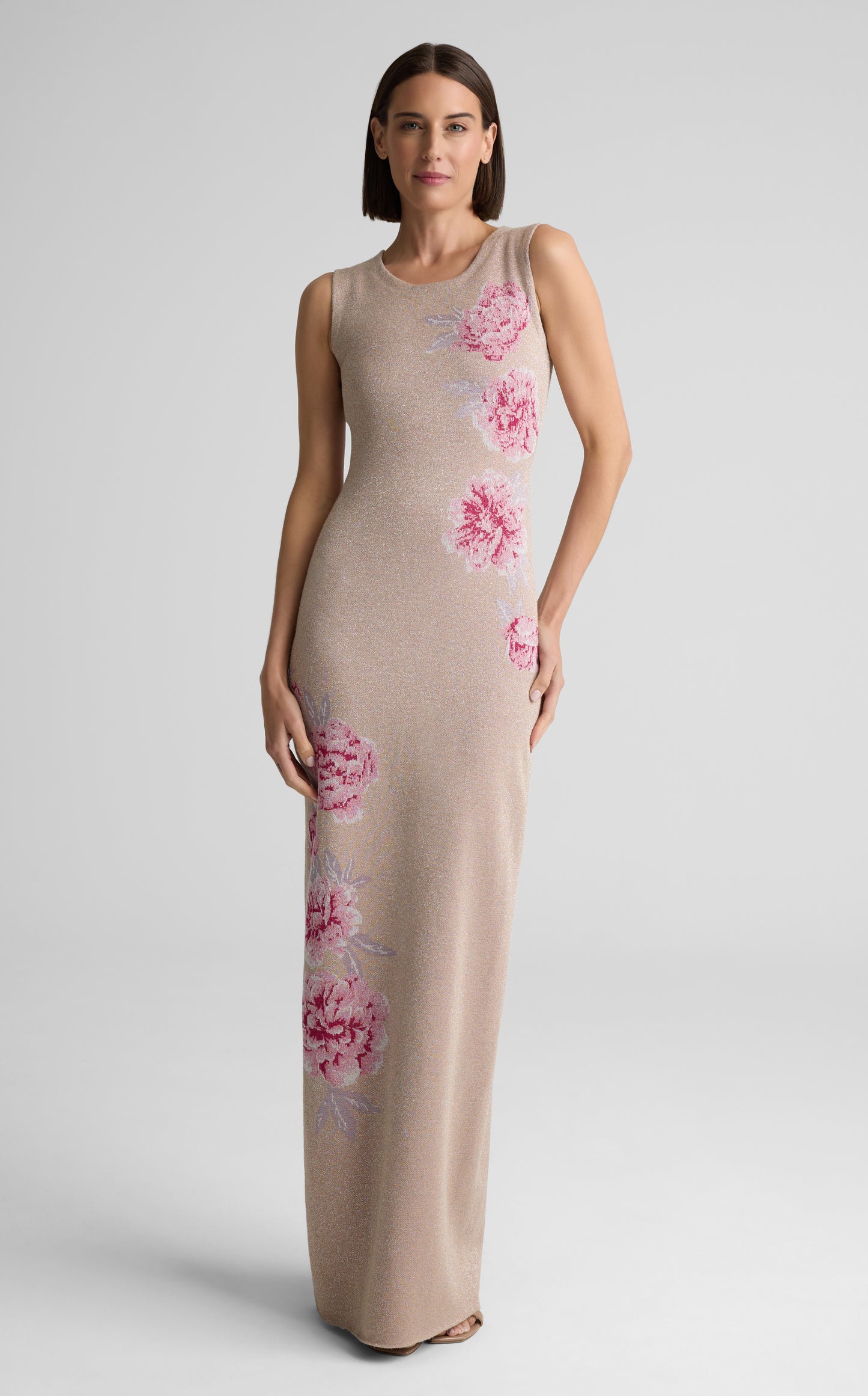 Gianna Gown in Metallic Peony Jacquard Knit