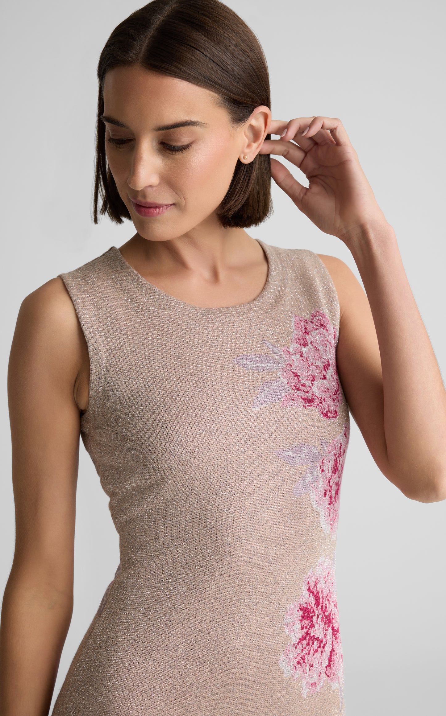 Gianna Gown in Metallic Peony Jacquard Knit