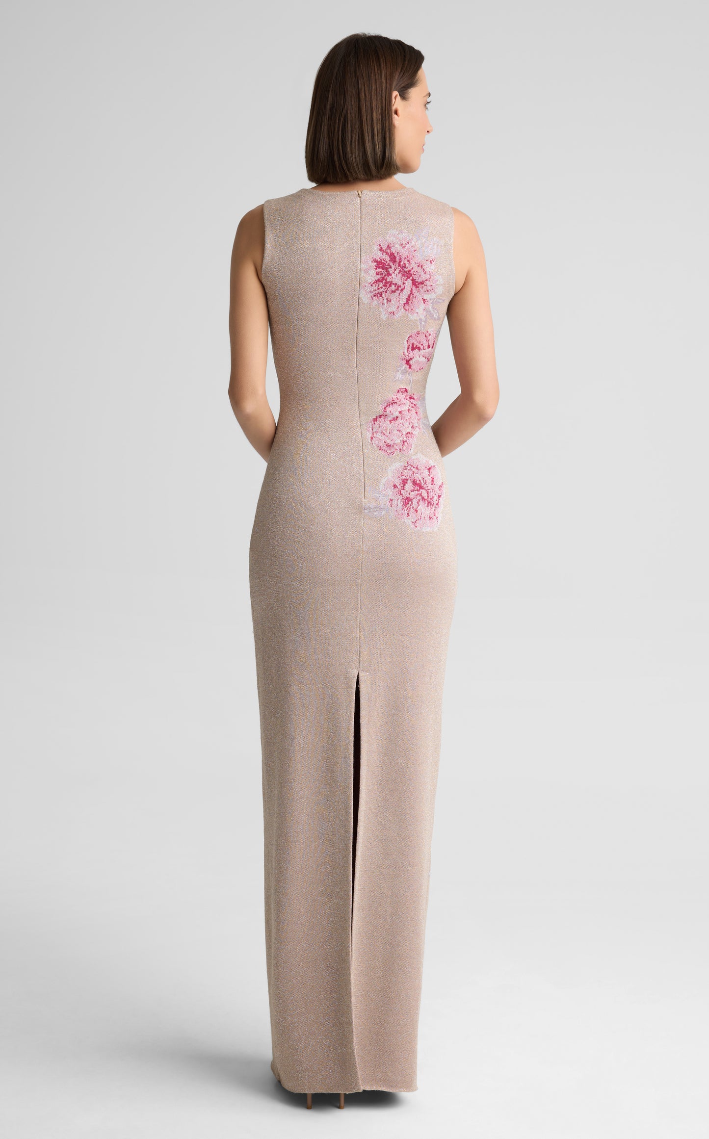Gianna Gown in Metallic Peony Jacquard Knit