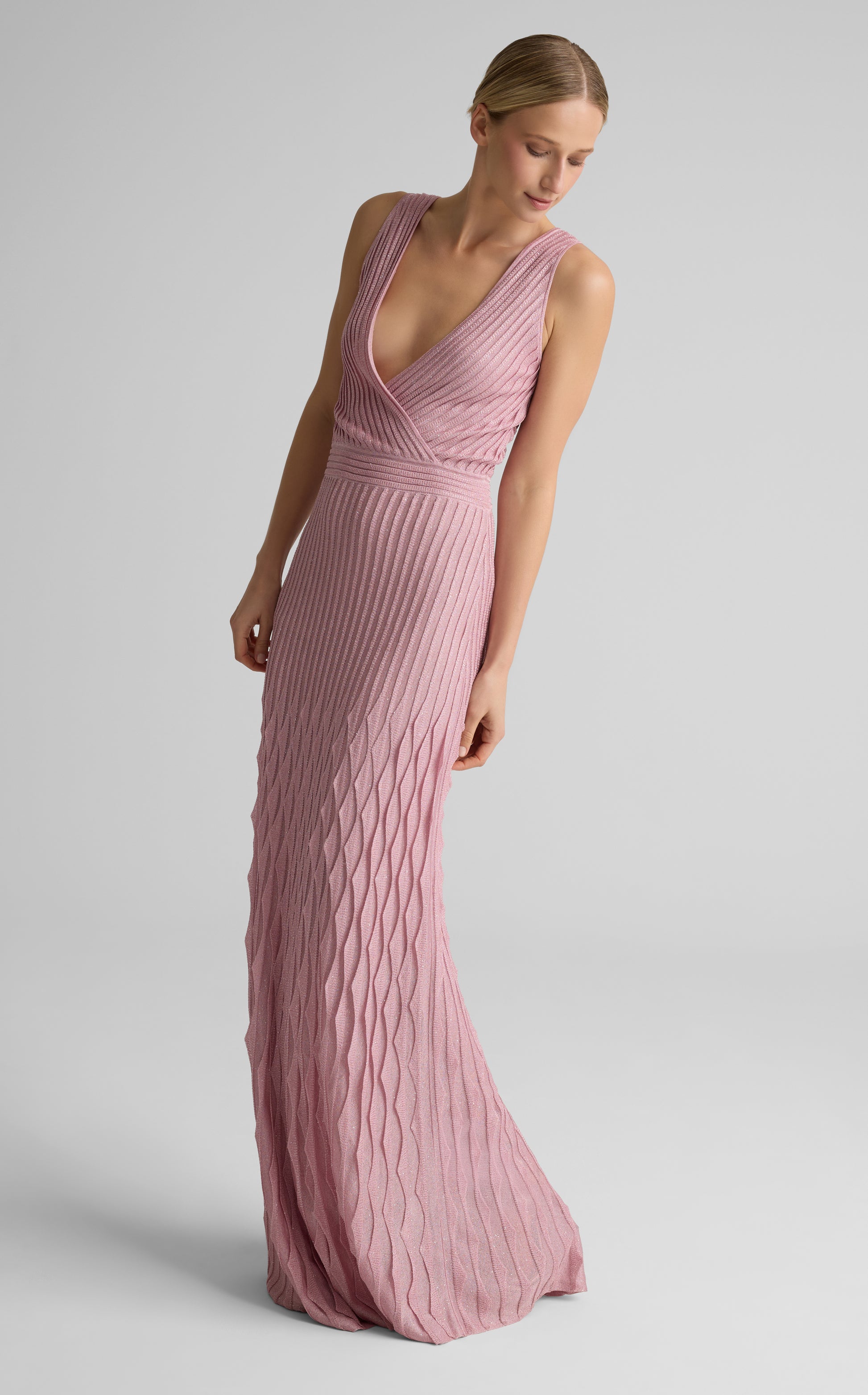 St. John Women's Soiree Metallic Knit Gown - Pink - Size M