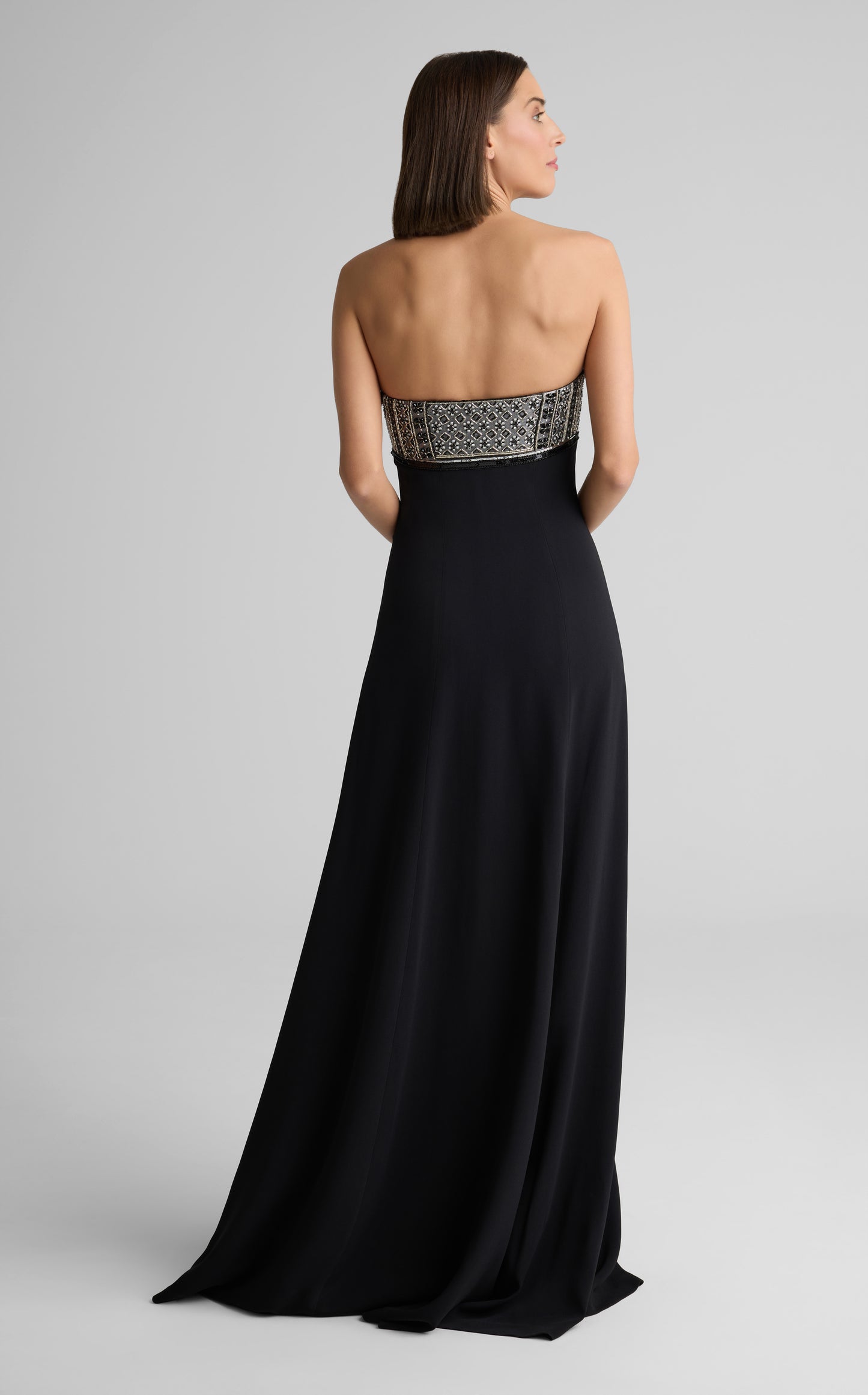 Collette Gown in Hand Beaded Fluid Stretch Crepe